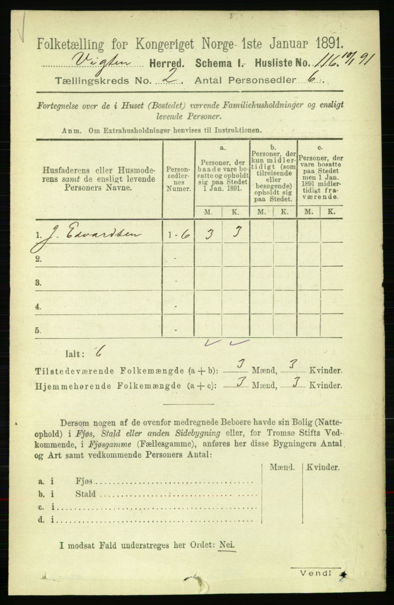 RA, 1891 census for 1750 Vikna, 1891, p. 898