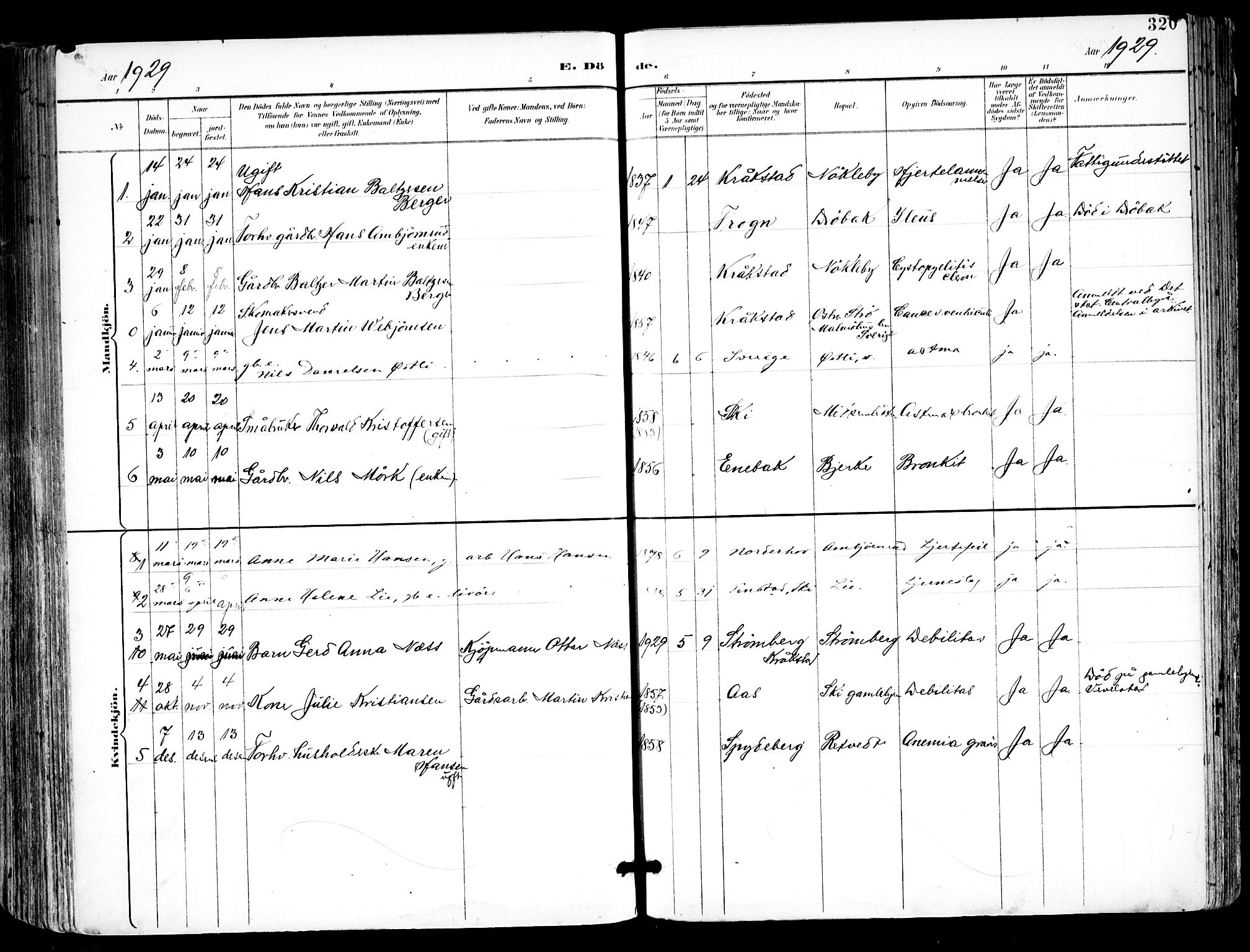 Kråkstad prestekontor Kirkebøker, AV/SAO-A-10125a/F/Fa/L0010: Parish register (official) no. I 10, 1893-1931, p. 320