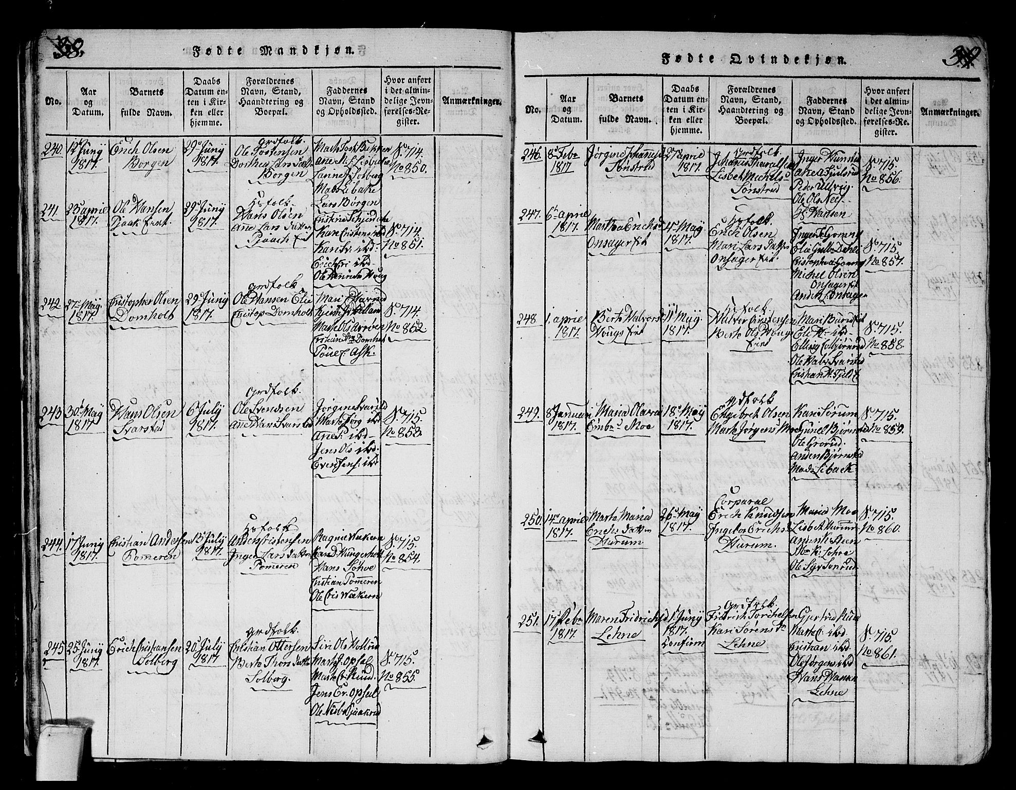 Hole kirkebøker, AV/SAKO-A-228/G/Ga/L0001: Parish register (copy) no. I 1, 1814-1842, p. 38-39