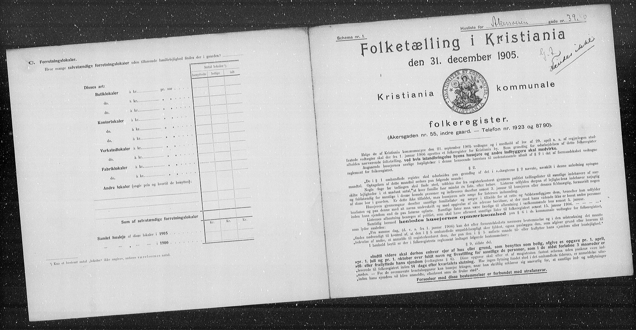 OBA, Municipal Census 1905 for Kristiania, 1905, p. 591