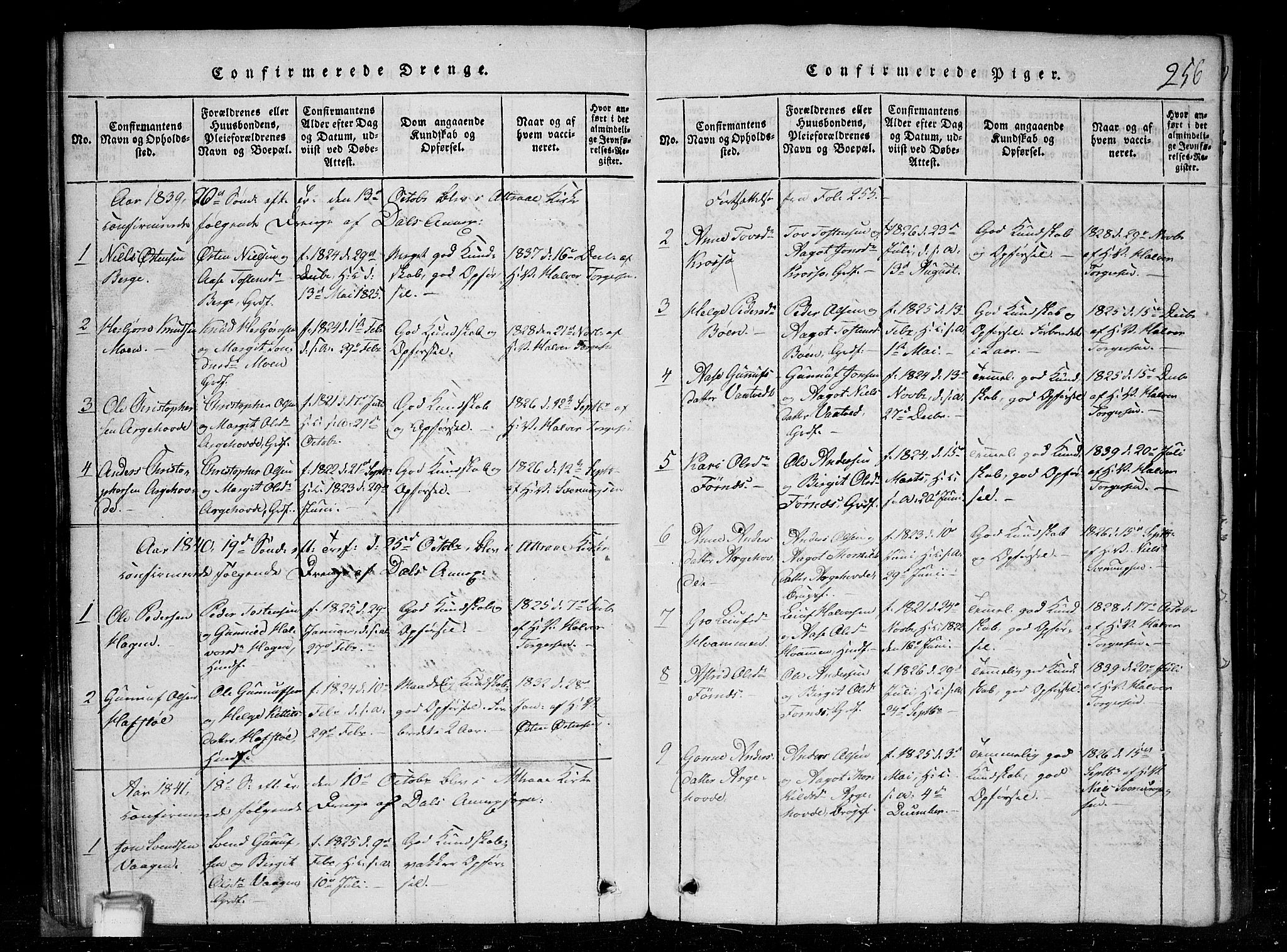 Tinn kirkebøker, SAKO/A-308/G/Gc/L0001: Parish register (copy) no. III 1, 1815-1879, p. 256
