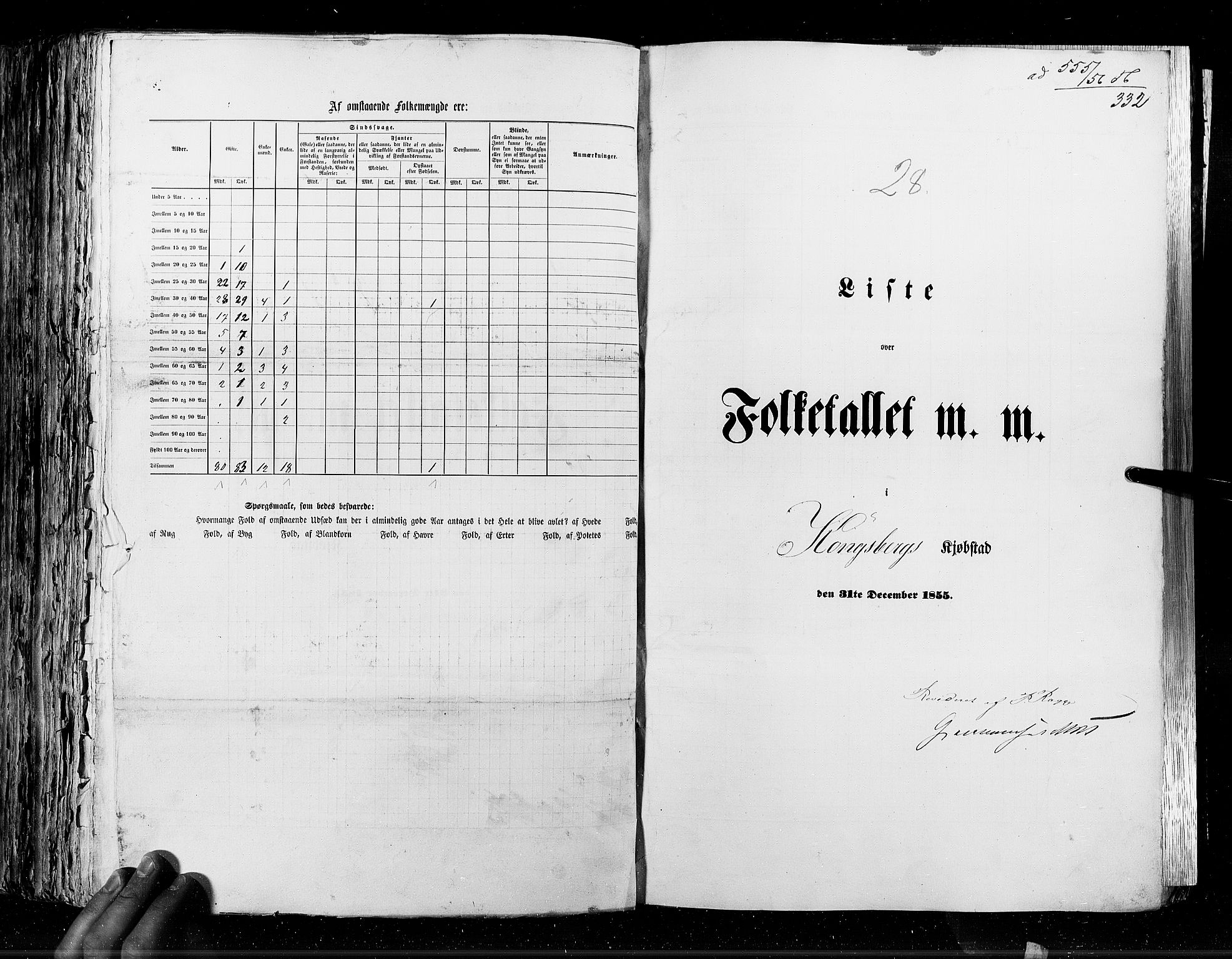 RA, Census 1855, vol. 7: Fredrikshald-Kragerø, 1855, p. 332