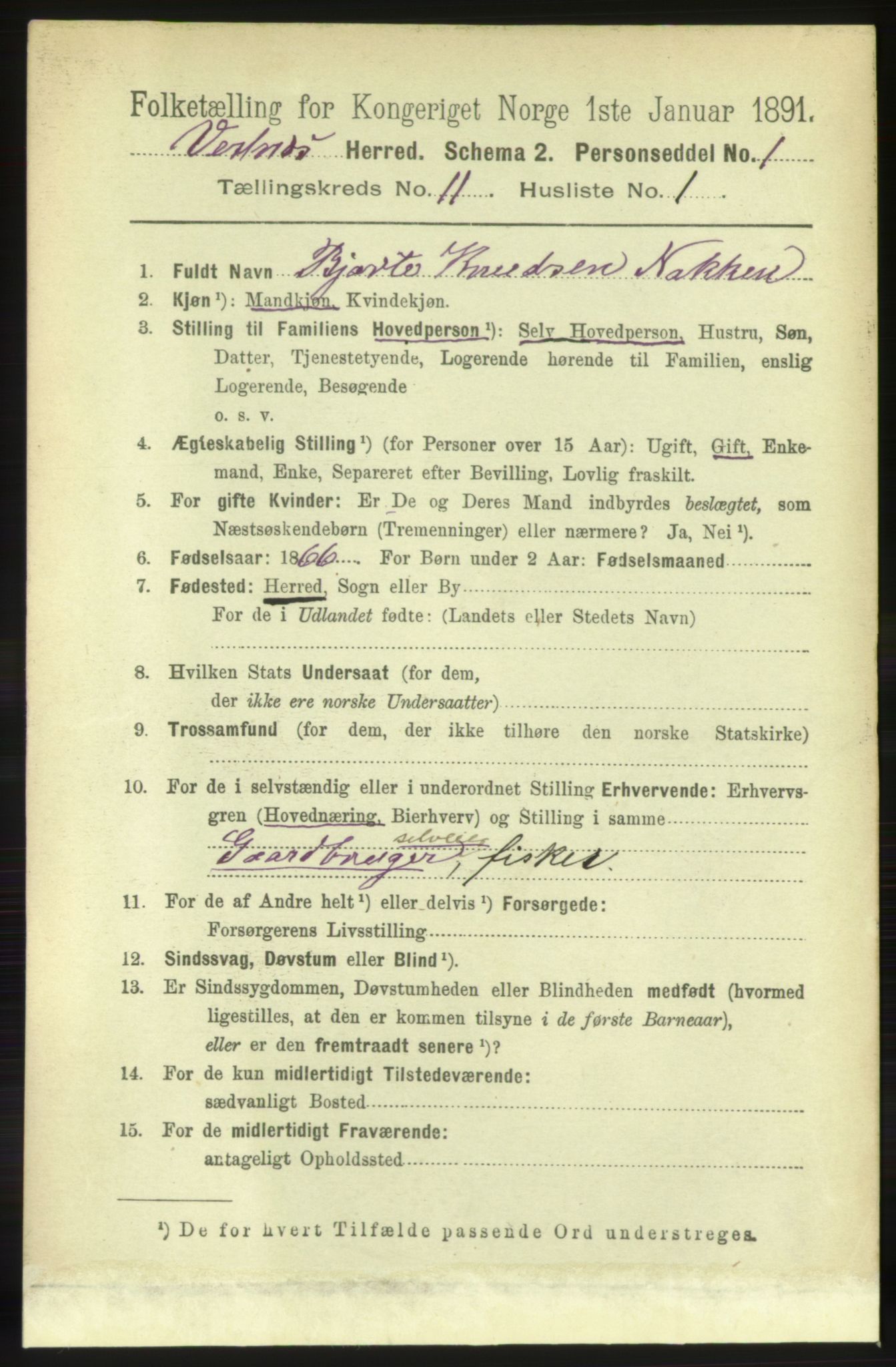 RA, 1891 census for 1535 Vestnes, 1891, p. 3934