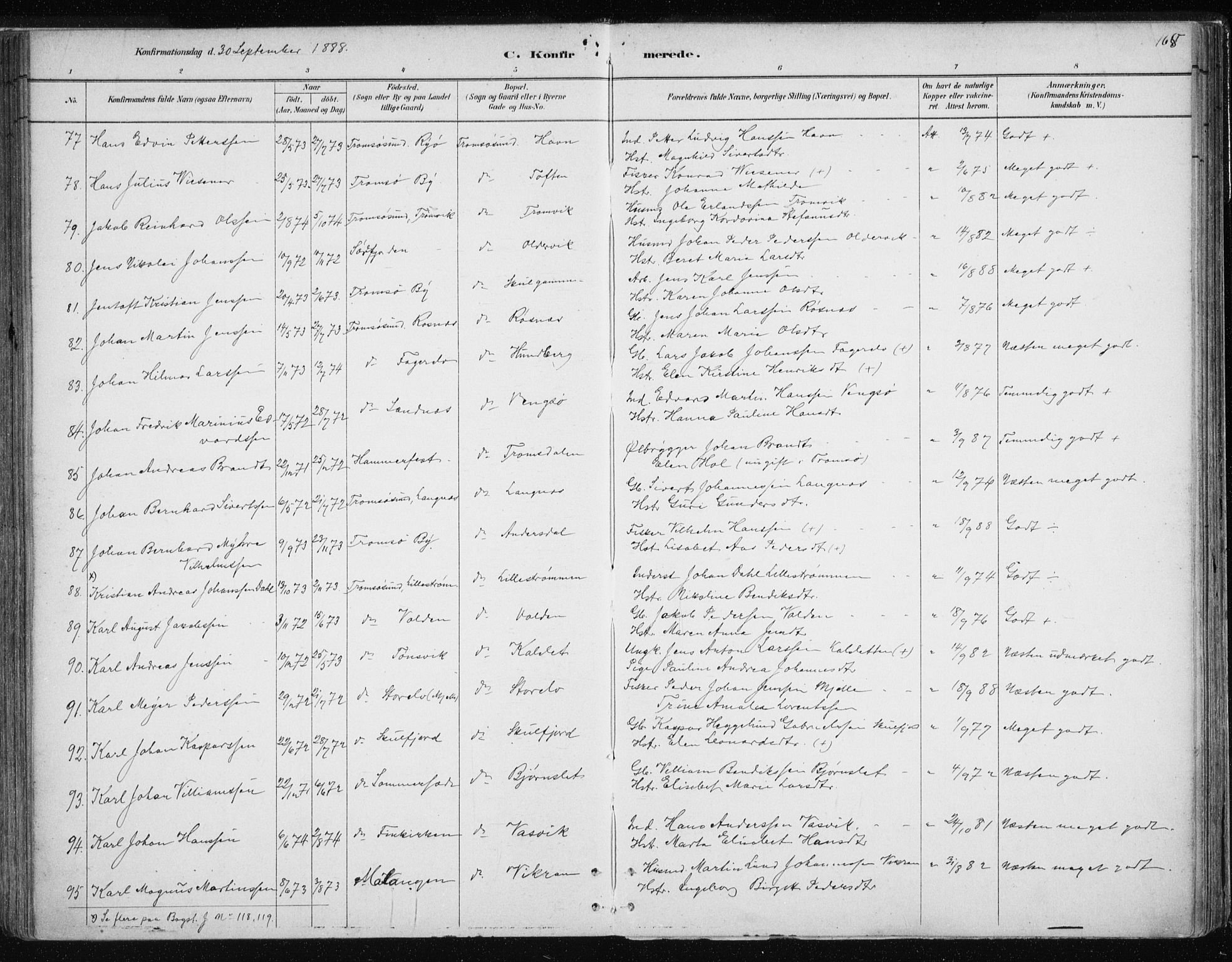 Tromsøysund sokneprestkontor, AV/SATØ-S-1304/G/Ga/L0004kirke: Parish register (official) no. 4, 1880-1888, p. 165