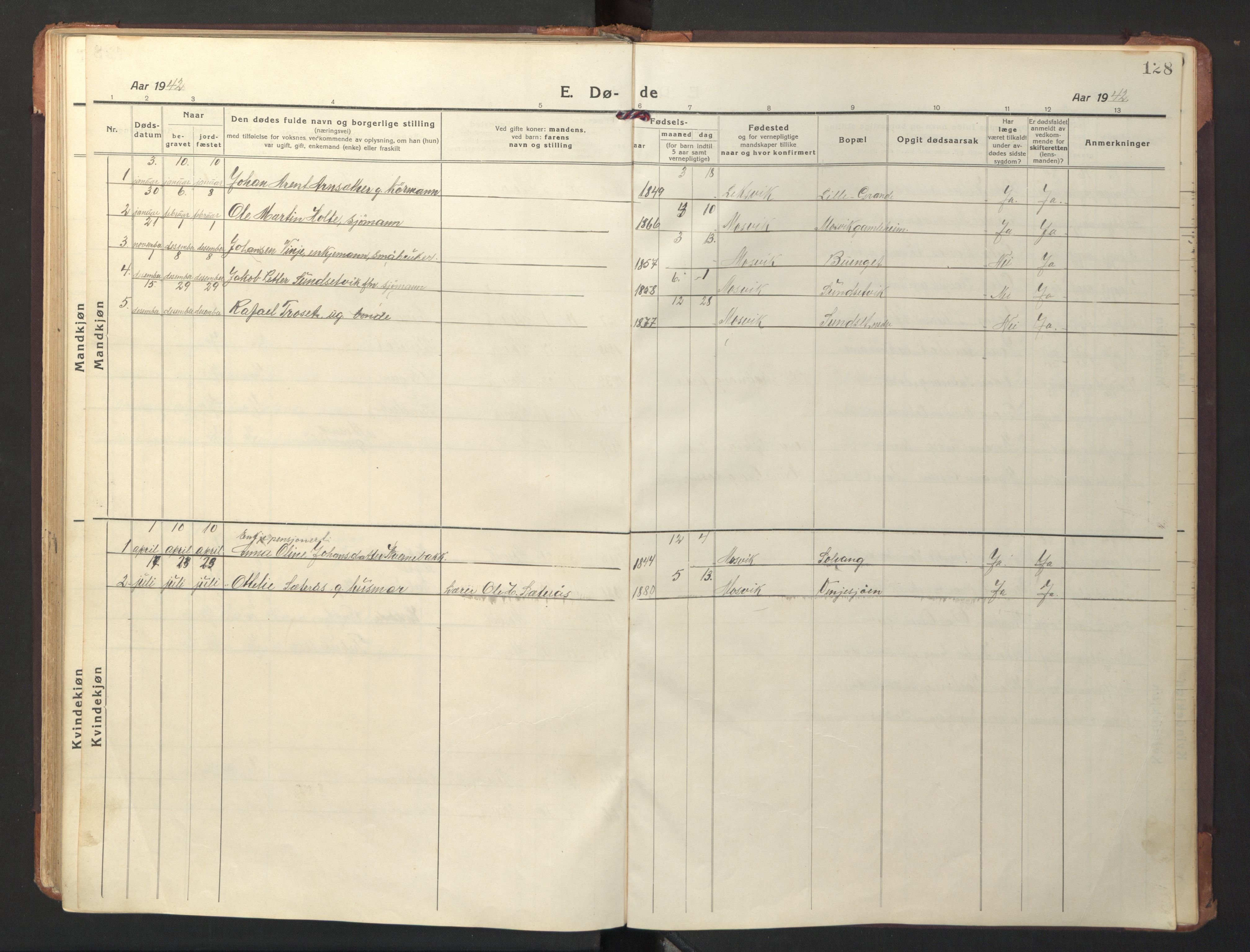Ministerialprotokoller, klokkerbøker og fødselsregistre - Nord-Trøndelag, SAT/A-1458/733/L0328: Parish register (copy) no. 733C03, 1919-1966, p. 128