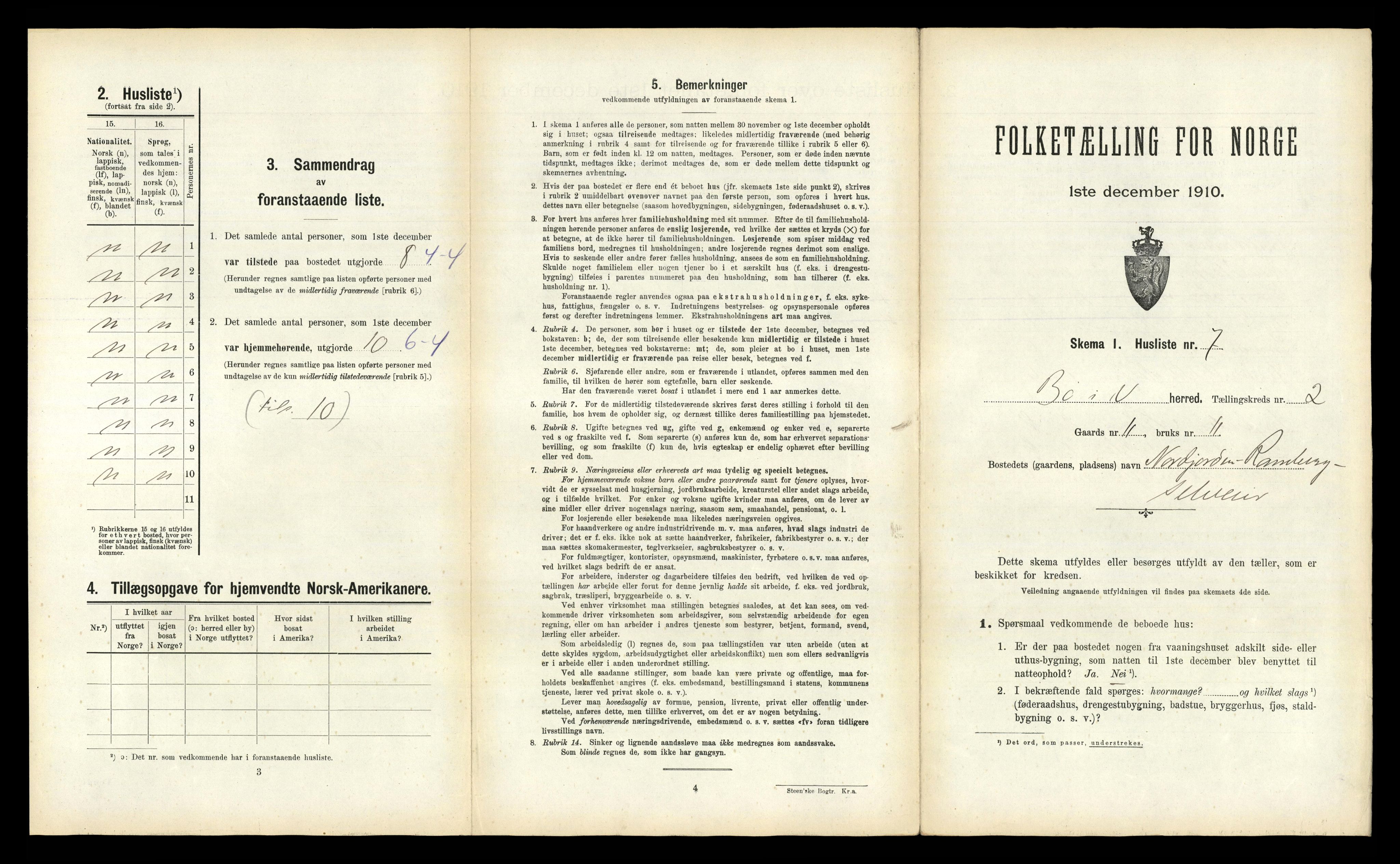 RA, 1910 census for Bø, 1910, p. 187