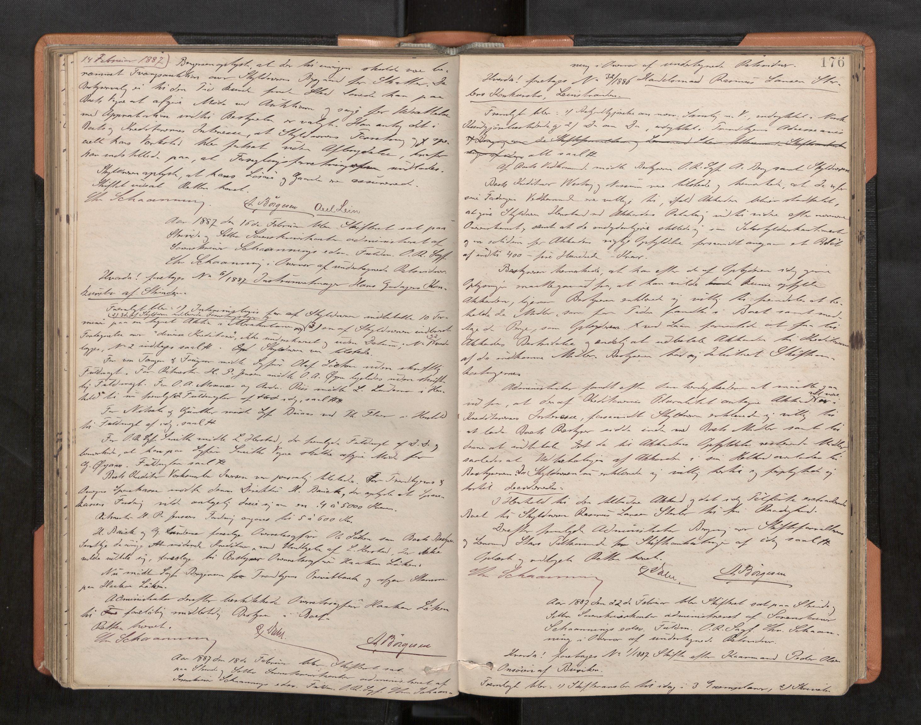 Strinda og Selbu sorenskriveri, AV/SAT-A-0015/3/3B/L0005: Skifteforhandlingsprot. 5 5, 1883-1890, p. 176