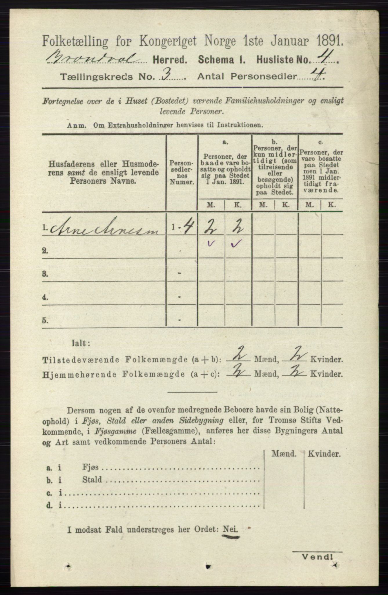 RA, 1891 census for 0422 Brandval, 1891, p. 1163