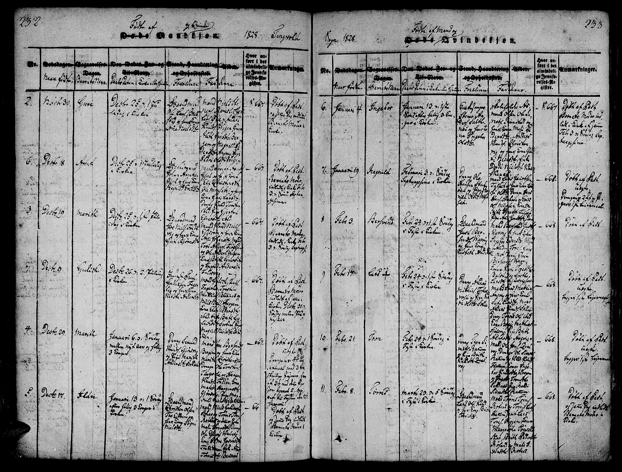 Ministerialprotokoller, klokkerbøker og fødselsregistre - Møre og Romsdal, AV/SAT-A-1454/586/L0982: Parish register (official) no. 586A08, 1819-1829, p. 232-233