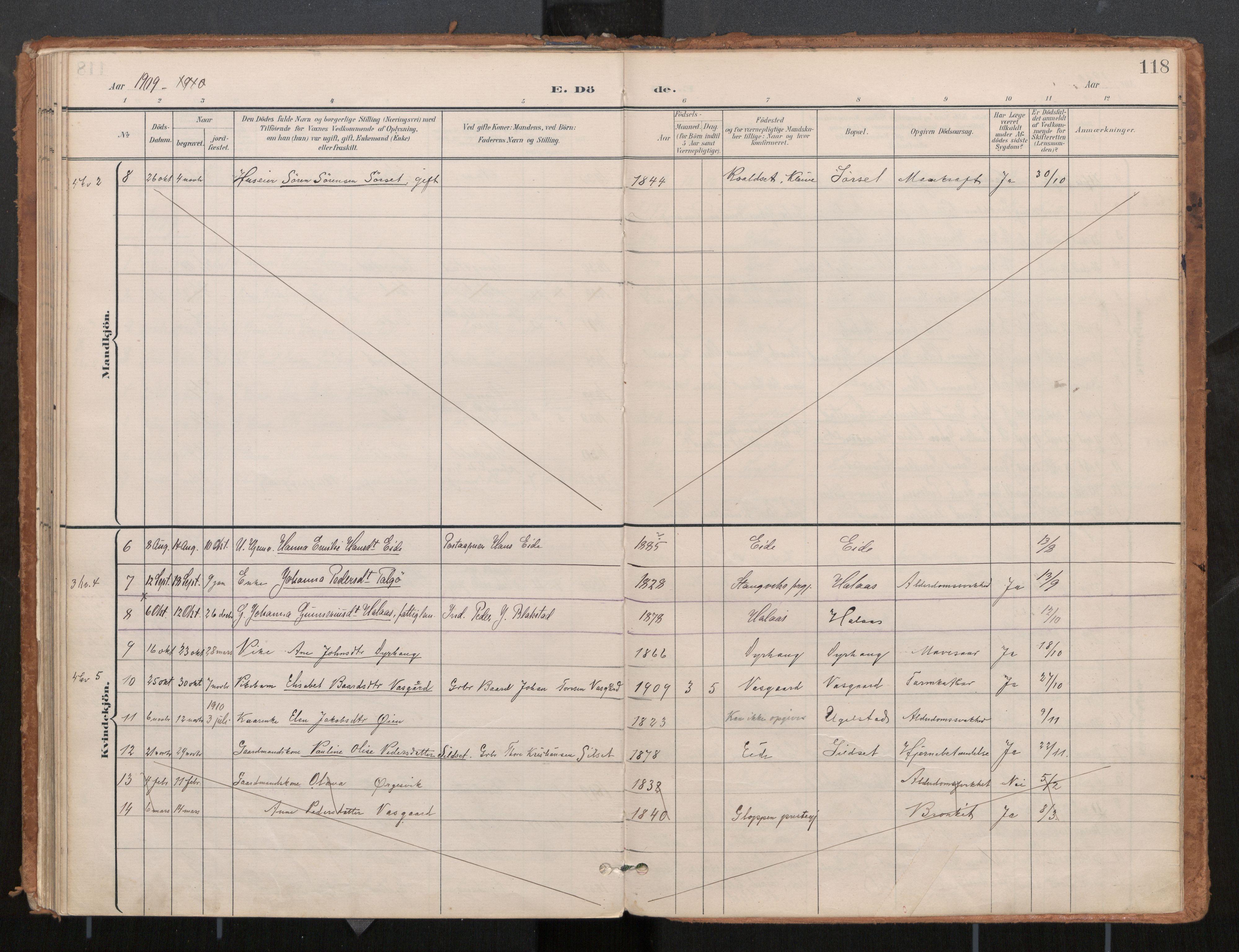 Ministerialprotokoller, klokkerbøker og fødselsregistre - Møre og Romsdal, SAT/A-1454/571/L0836a: Parish register (official) no. 571A02, 1898-1910, p. 118