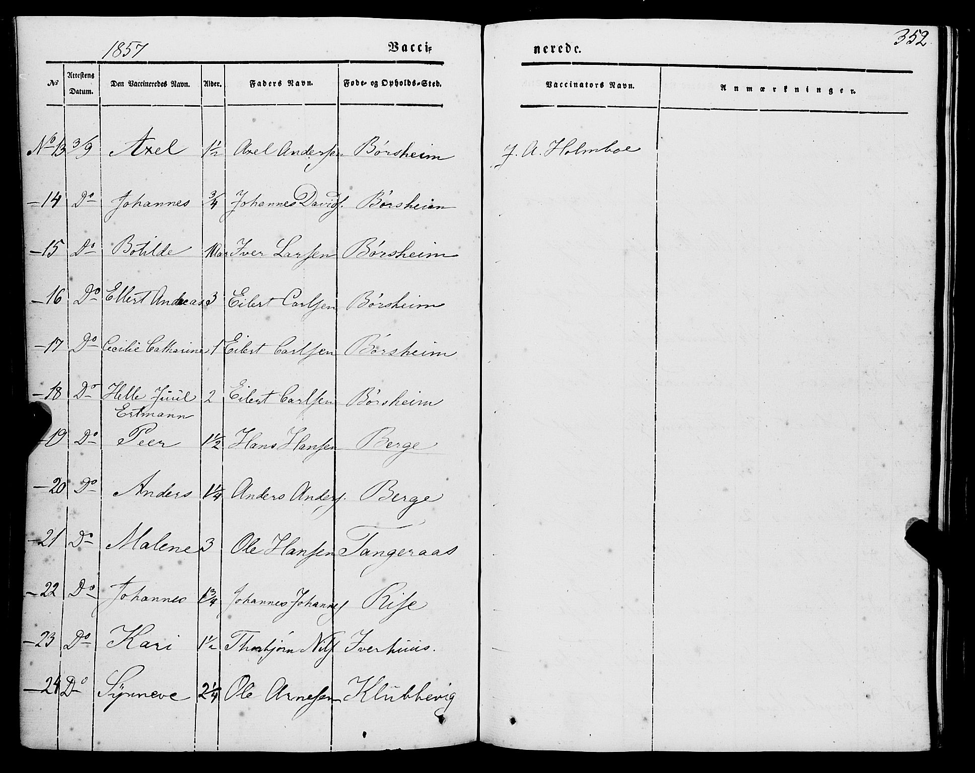 Strandebarm sokneprestembete, AV/SAB-A-78401/H/Haa: Parish register (official) no. A 7, 1844-1872, p. 352