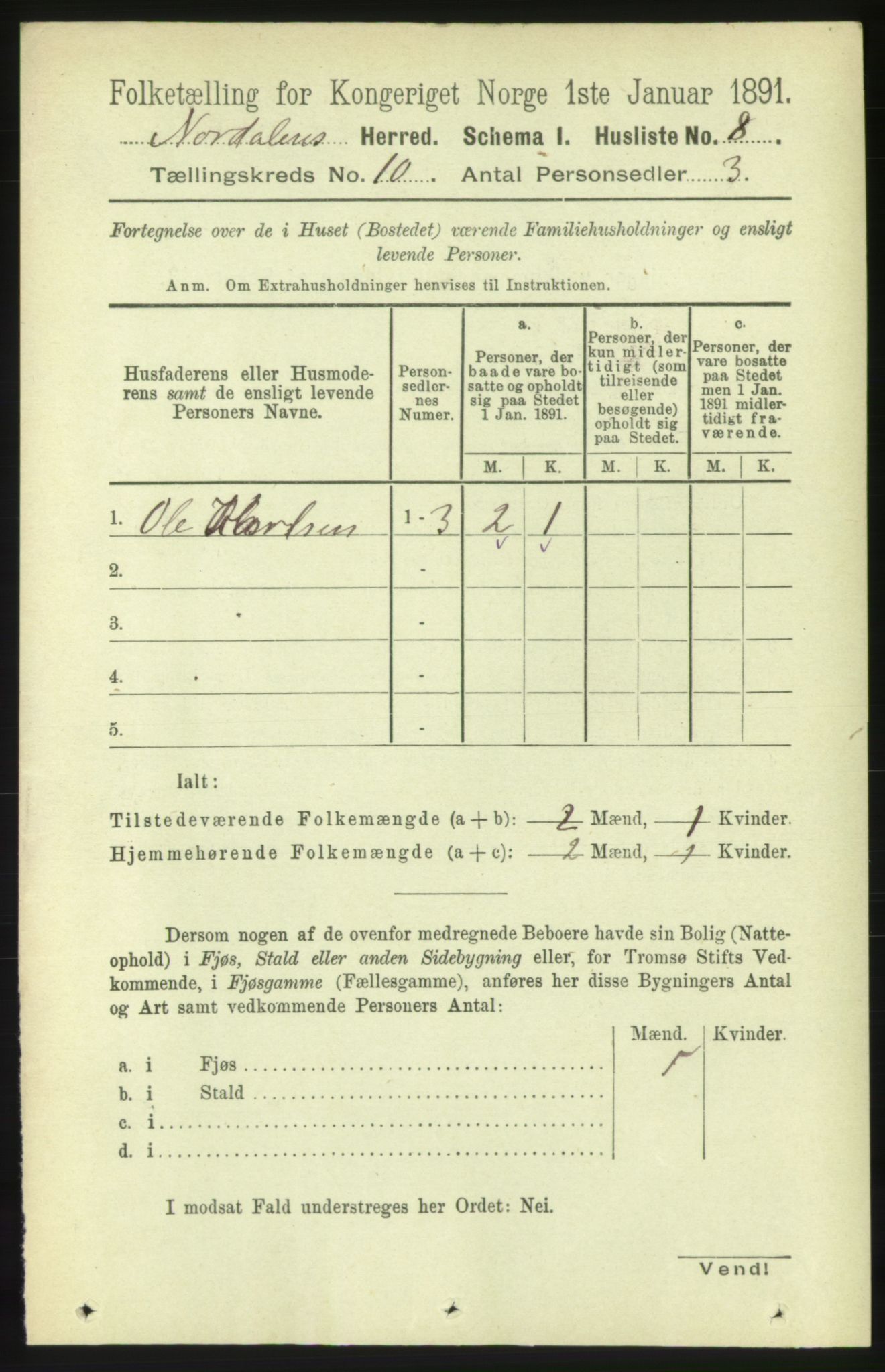 RA, 1891 census for 1524 Norddal, 1891, p. 2157