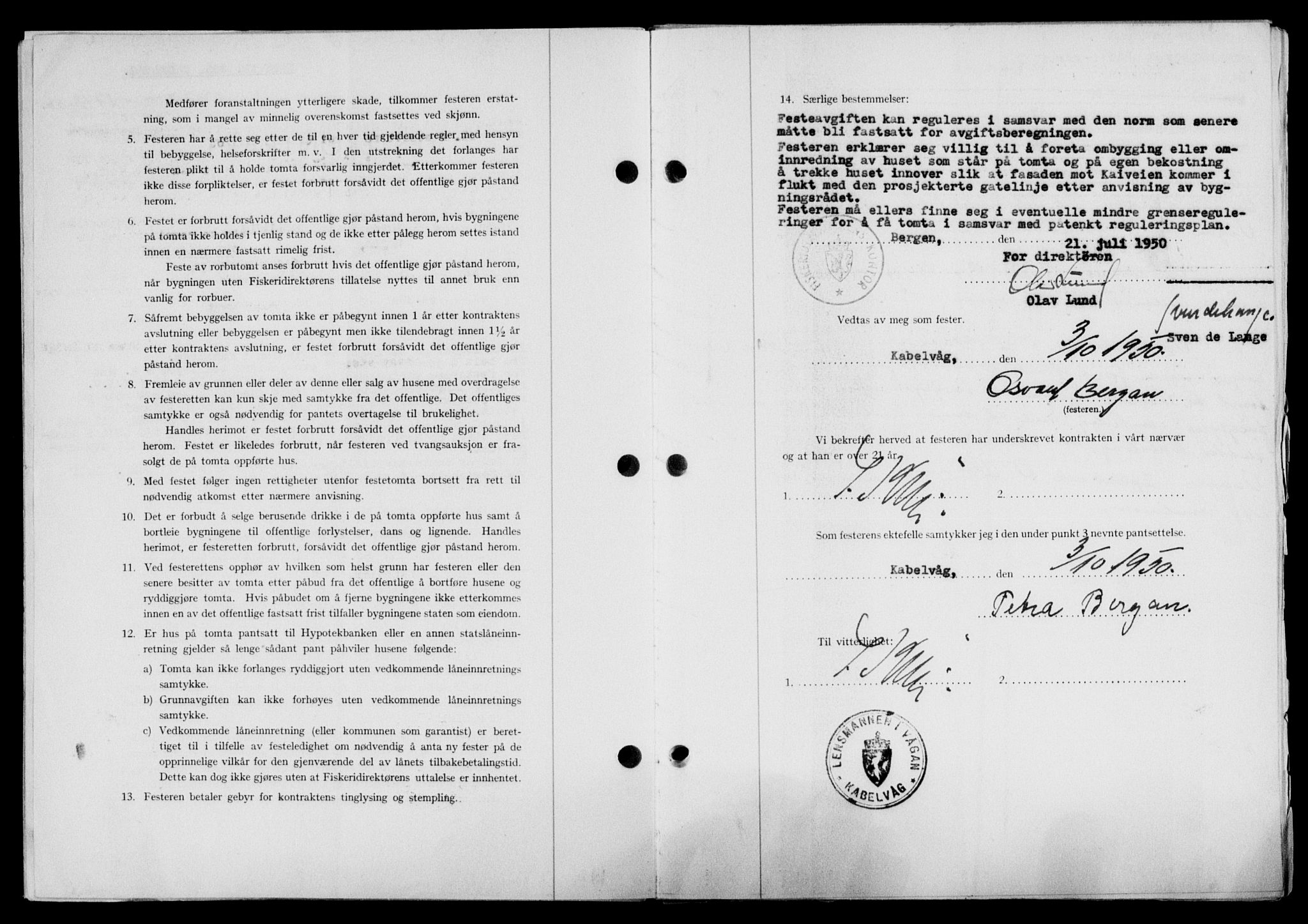 Lofoten sorenskriveri, AV/SAT-A-0017/1/2/2C/L0024a: Mortgage book no. 24a, 1950-1950, Diary no: : 2743/1950