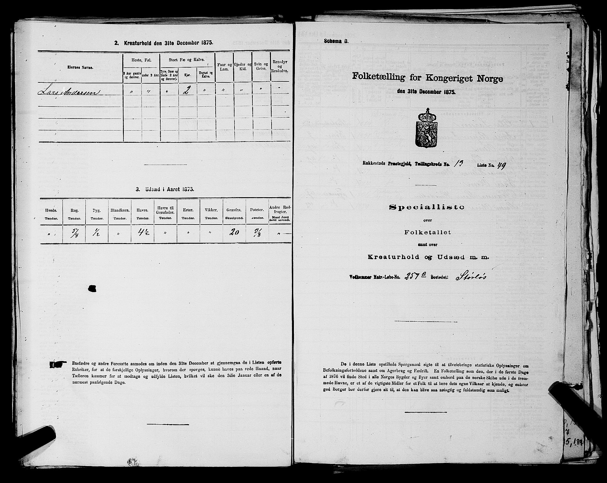 RA, 1875 census for 0128P Rakkestad, 1875, p. 1597