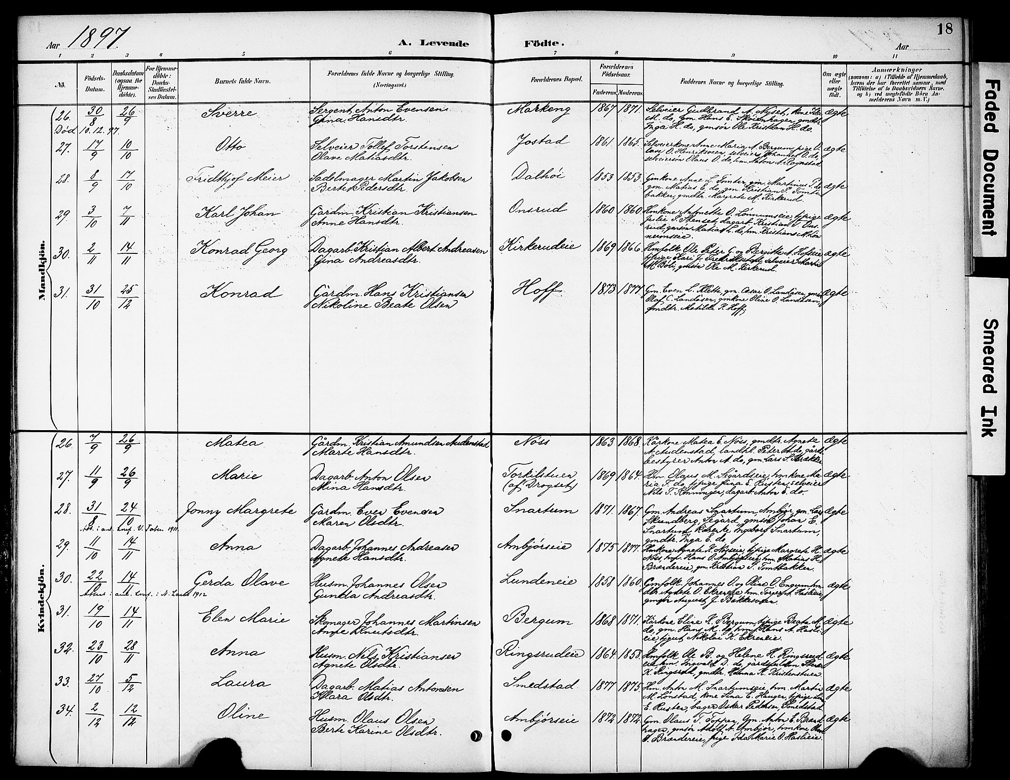 Biri prestekontor, AV/SAH-PREST-096/H/Ha/Haa/L0008: Parish register (official) no. 8, 1894-1901, p. 18