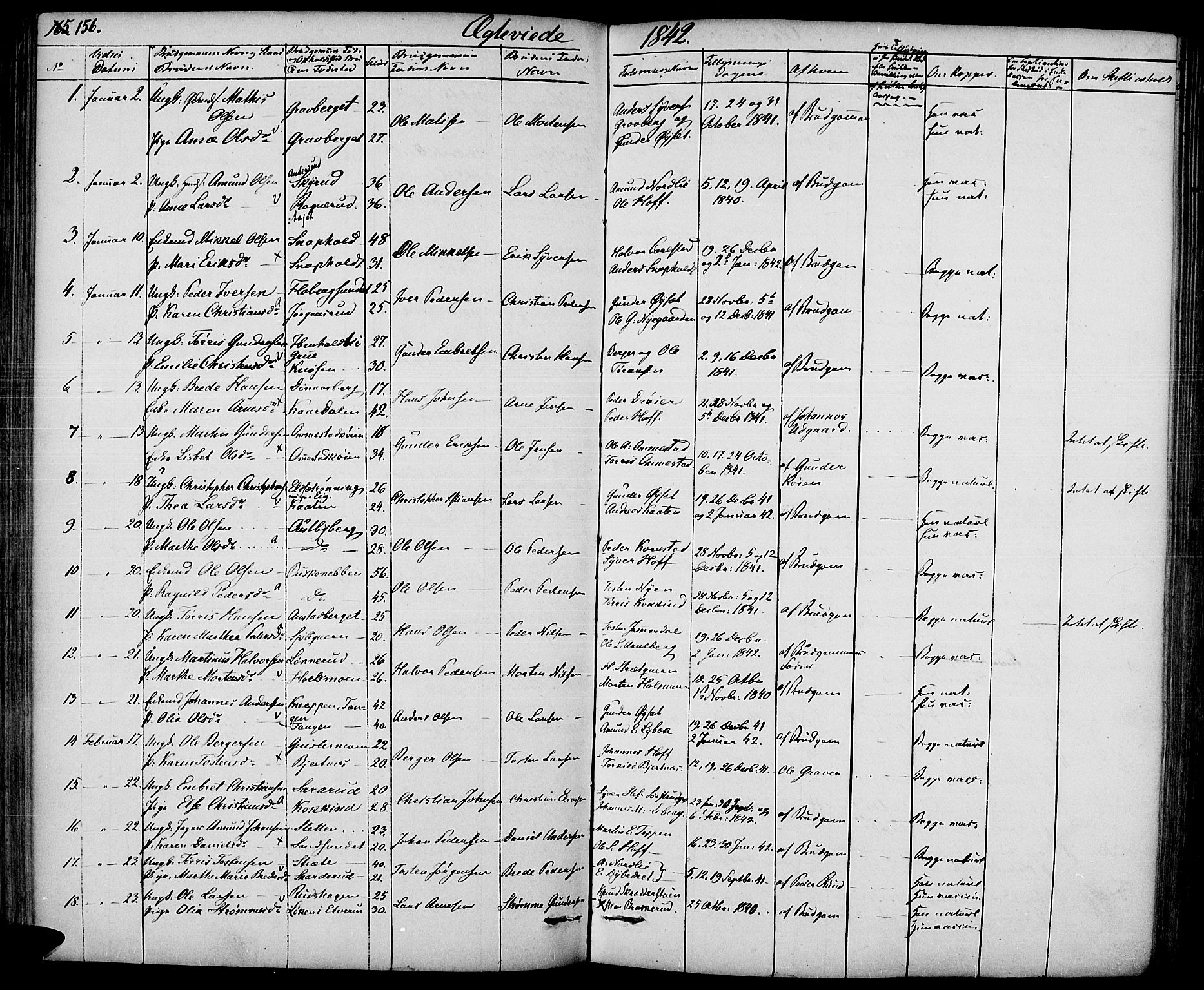 Hof prestekontor, SAH/PREST-038/H/Ha/Haa/L0007: Parish register (official) no. 7, 1841-1848, p. 156