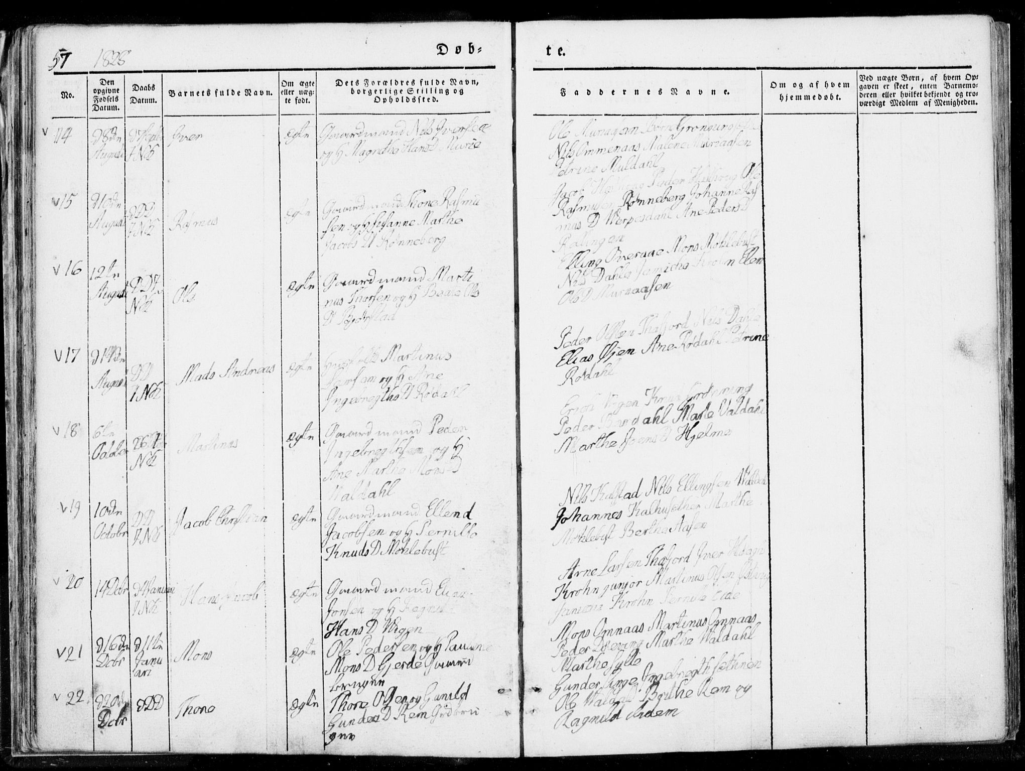 Ministerialprotokoller, klokkerbøker og fødselsregistre - Møre og Romsdal, AV/SAT-A-1454/519/L0247: Parish register (official) no. 519A06, 1827-1846, p. 57