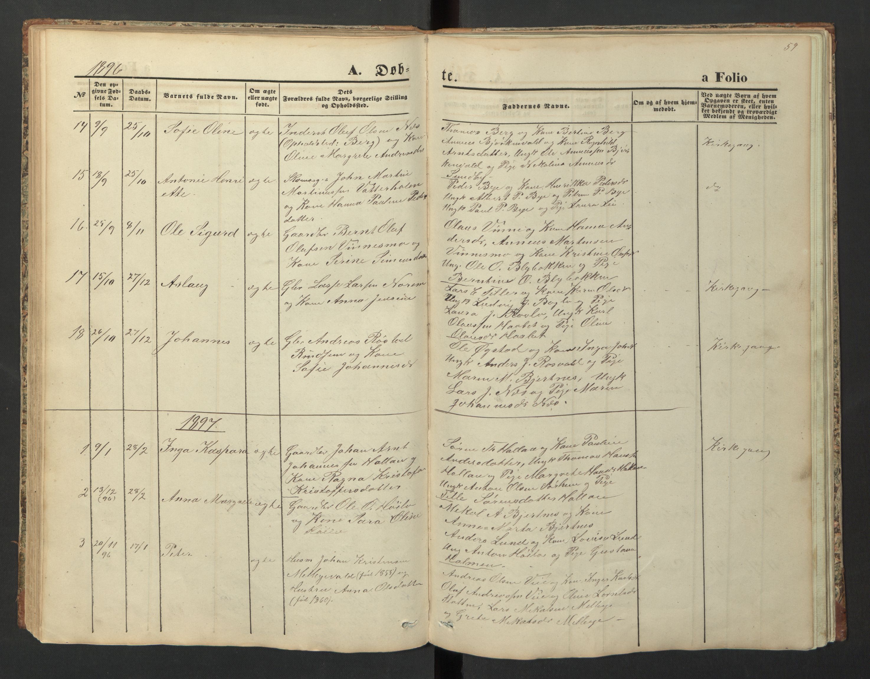 Ministerialprotokoller, klokkerbøker og fødselsregistre - Nord-Trøndelag, SAT/A-1458/726/L0271: Parish register (copy) no. 726C02, 1869-1897, p. 59