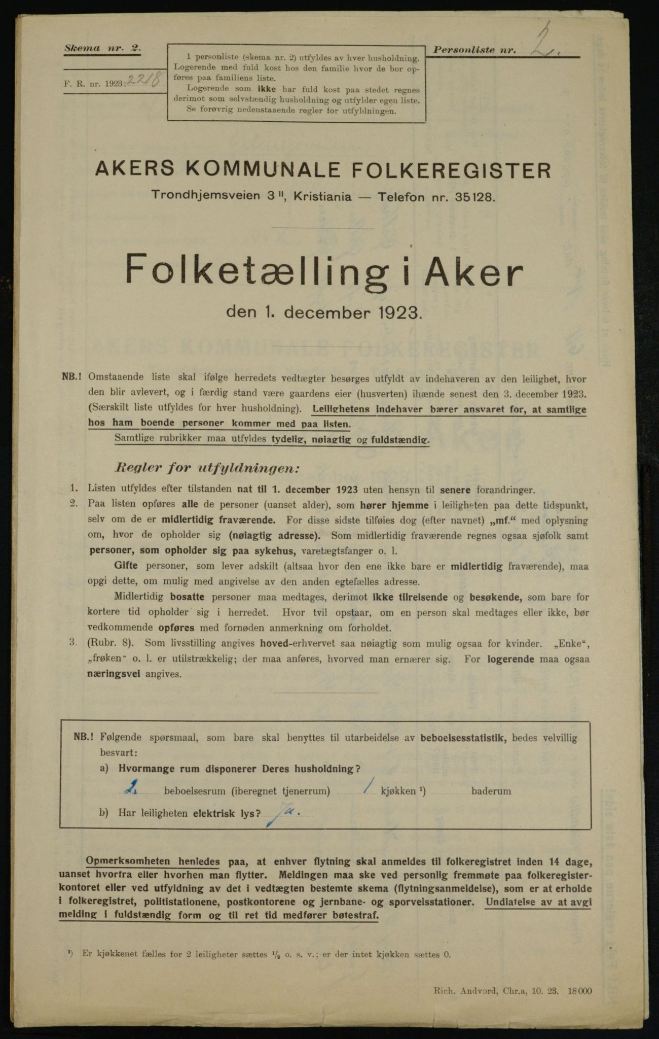 , Municipal Census 1923 for Aker, 1923, p. 36654