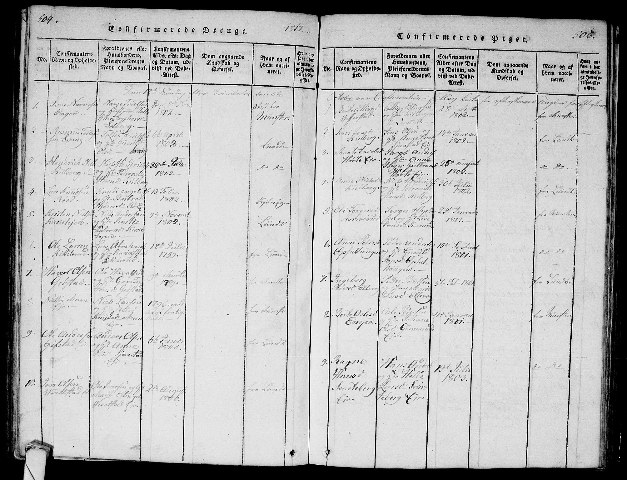 Lier kirkebøker, AV/SAKO-A-230/G/Ga/L0001: Parish register (copy) no. I 1, 1813-1824, p. 505-506