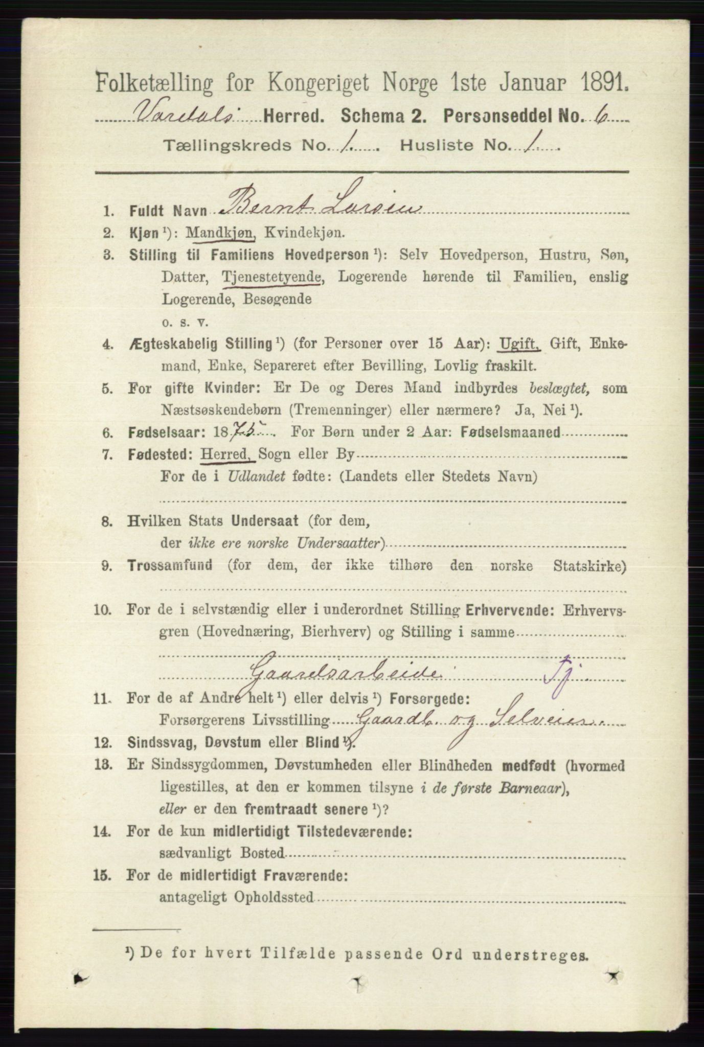 RA, 1891 census for 0527 Vardal, 1891, p. 92