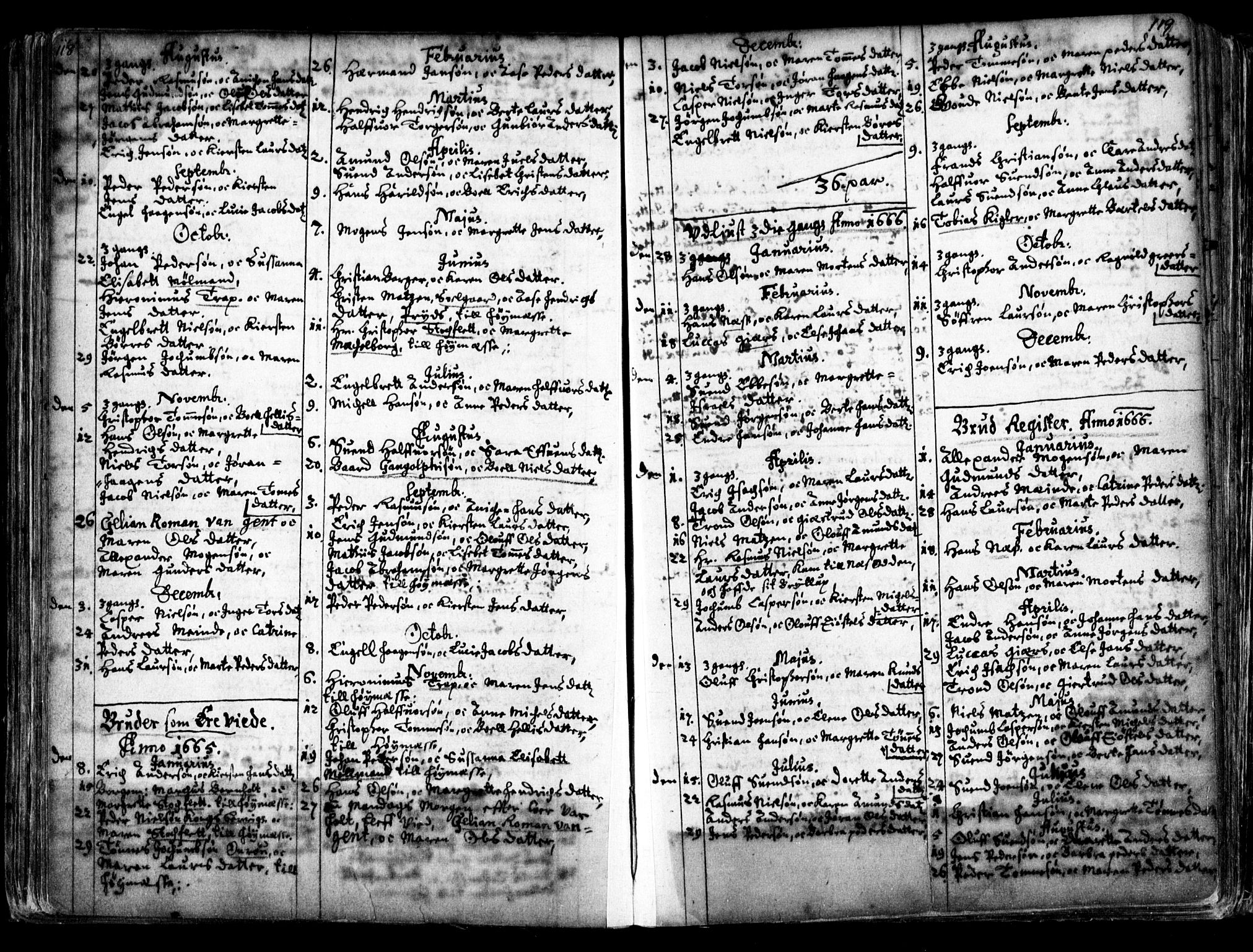 Oslo domkirke Kirkebøker, AV/SAO-A-10752/F/Fa/L0001: Parish register (official) no. 1, 1648-1704, p. 118-119