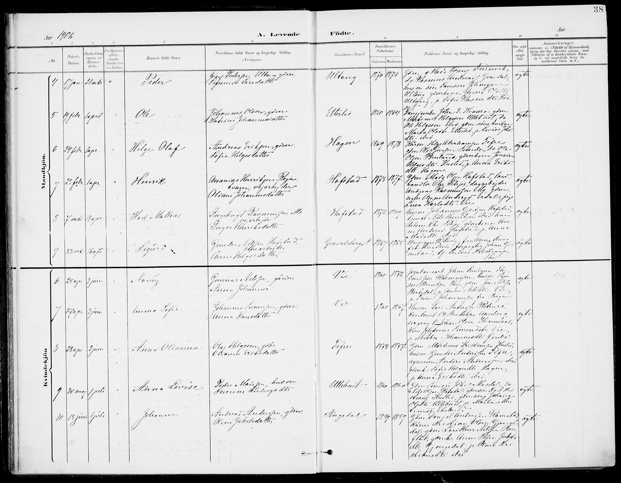 Førde sokneprestembete, AV/SAB-A-79901/H/Haa/Haab/L0002: Parish register (official) no. B  2, 1899-1920, p. 38