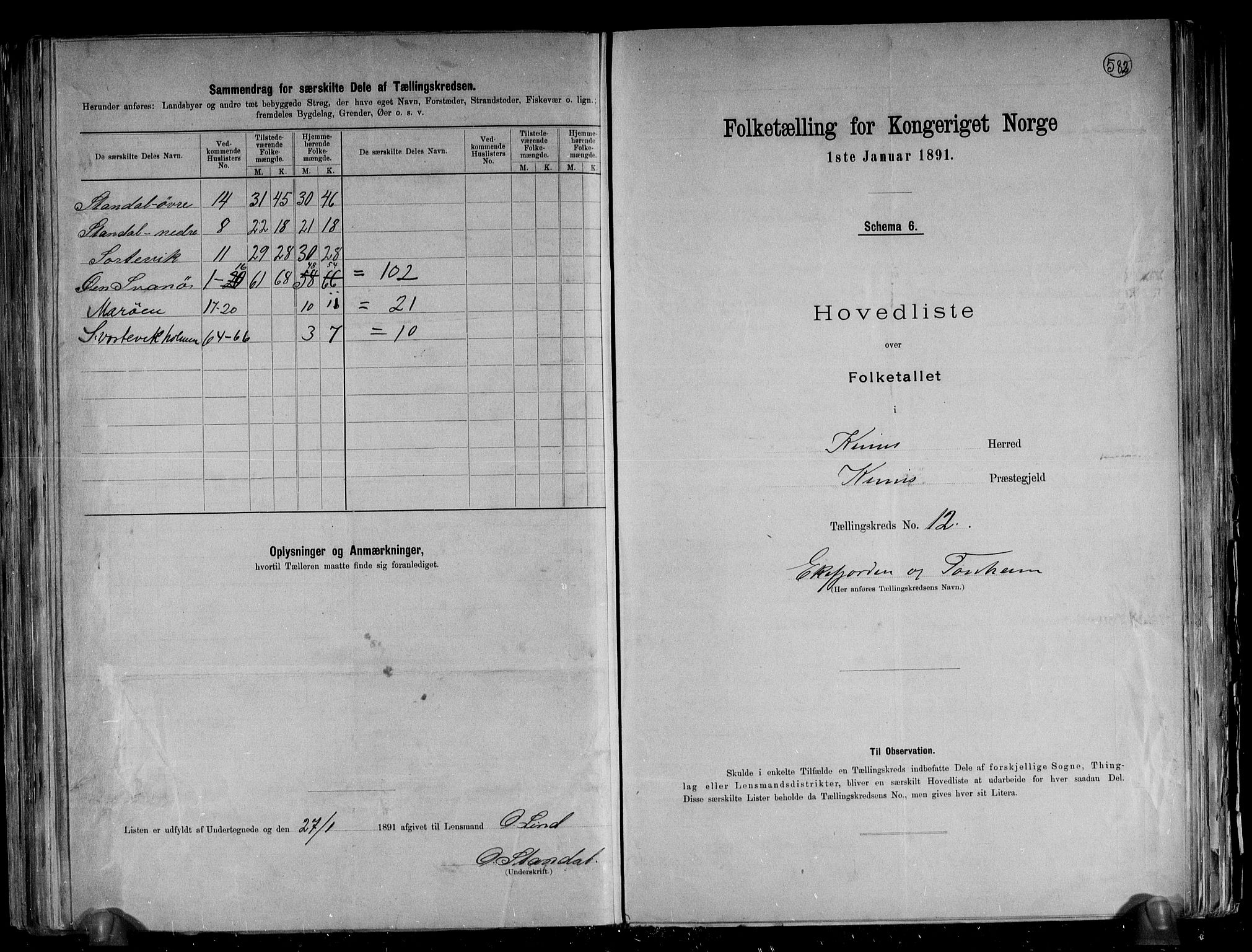 RA, 1891 census for 1437 Kinn, 1891, p. 31