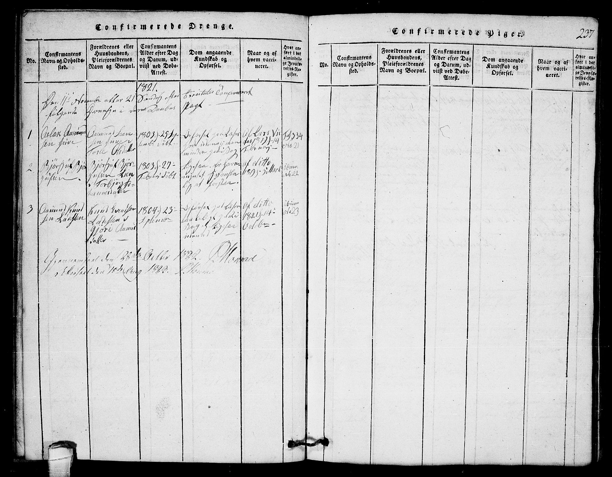 Lårdal kirkebøker, SAKO/A-284/G/Gb/L0001: Parish register (copy) no. II 1, 1815-1865, p. 237