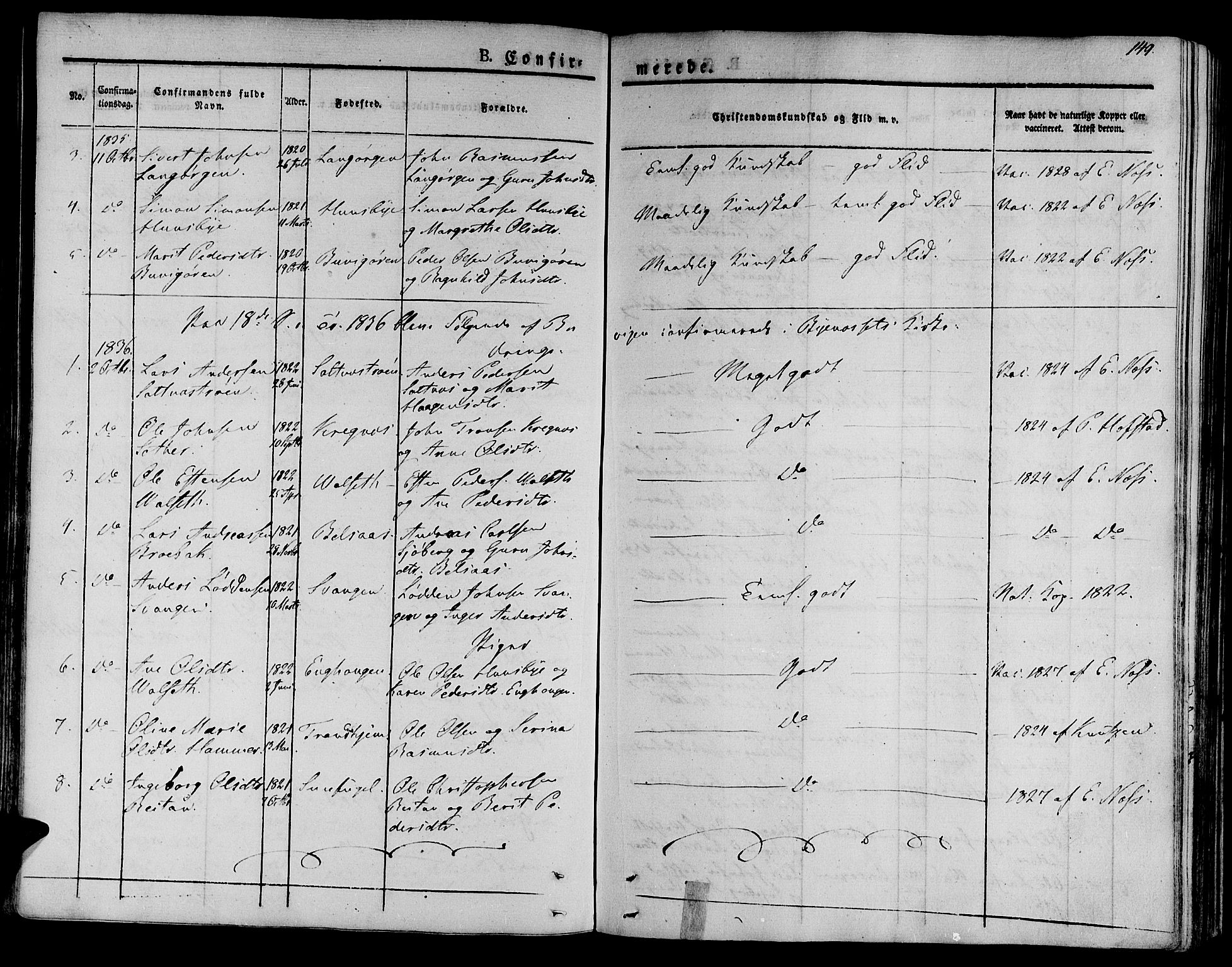 Ministerialprotokoller, klokkerbøker og fødselsregistre - Sør-Trøndelag, SAT/A-1456/612/L0375: Parish register (official) no. 612A07 /2, 1829-1845, p. 149