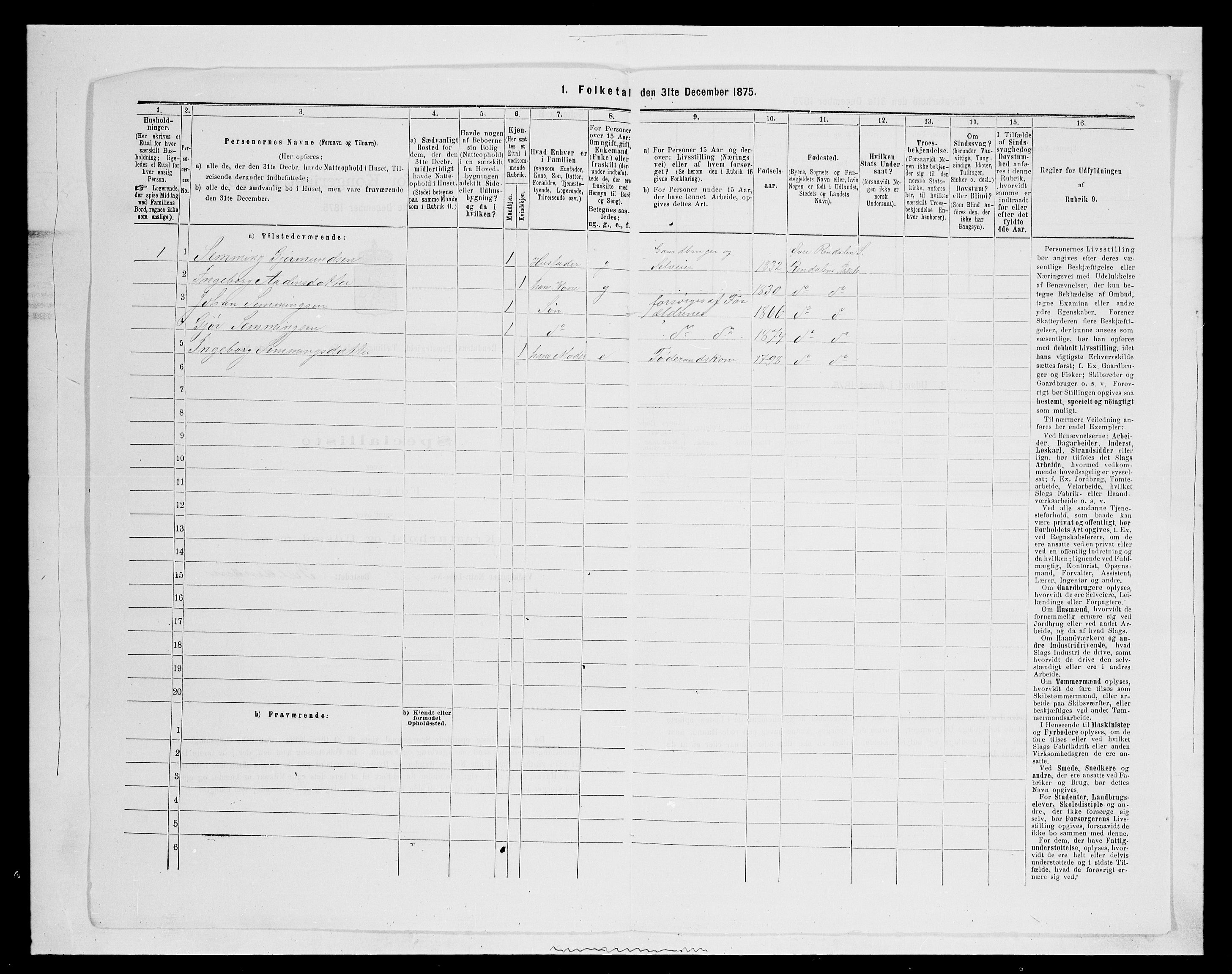 SAH, 1875 census for 0432P Rendalen, 1875, p. 816