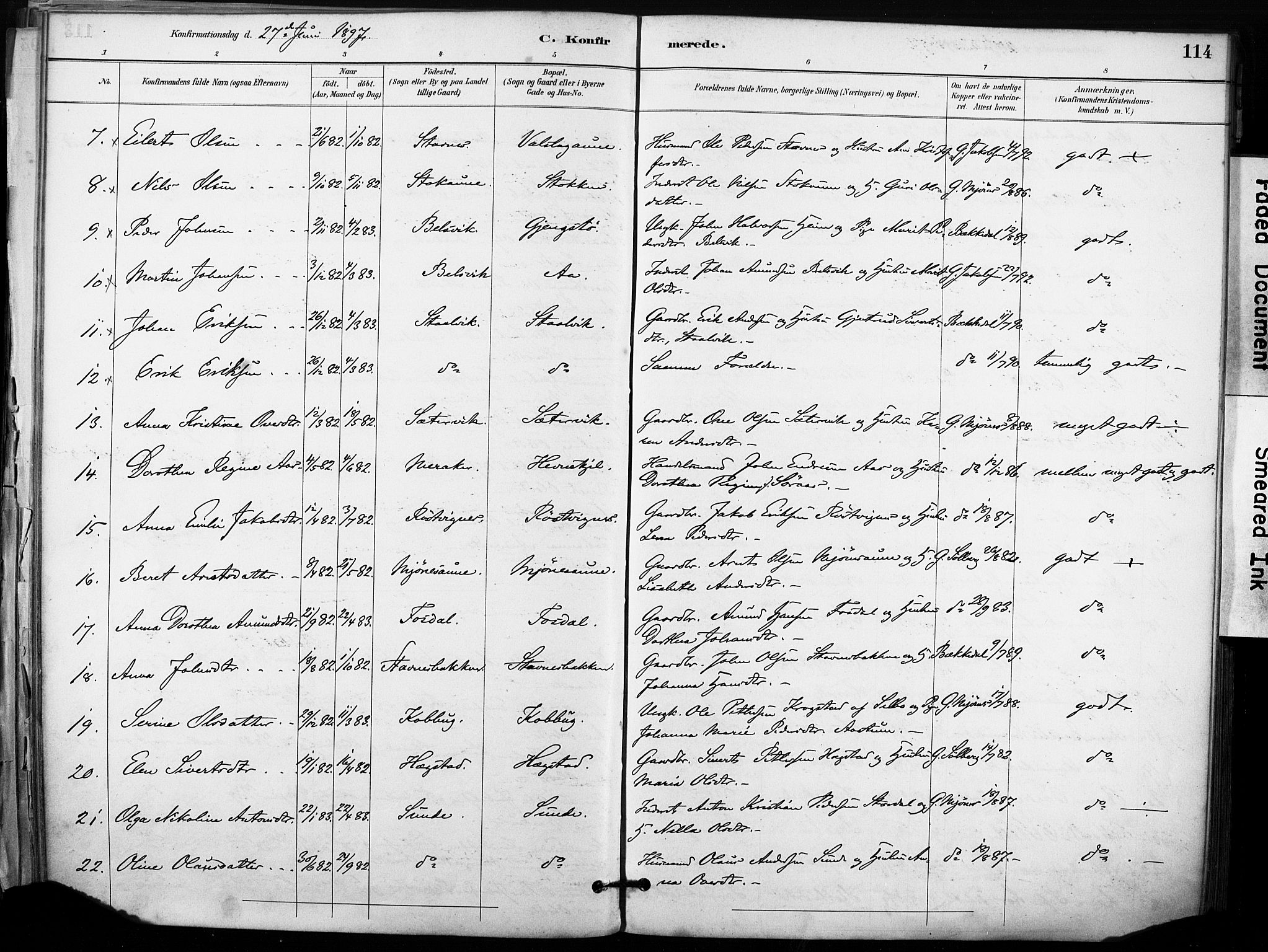 Ministerialprotokoller, klokkerbøker og fødselsregistre - Sør-Trøndelag, SAT/A-1456/633/L0518: Parish register (official) no. 633A01, 1884-1906, p. 114