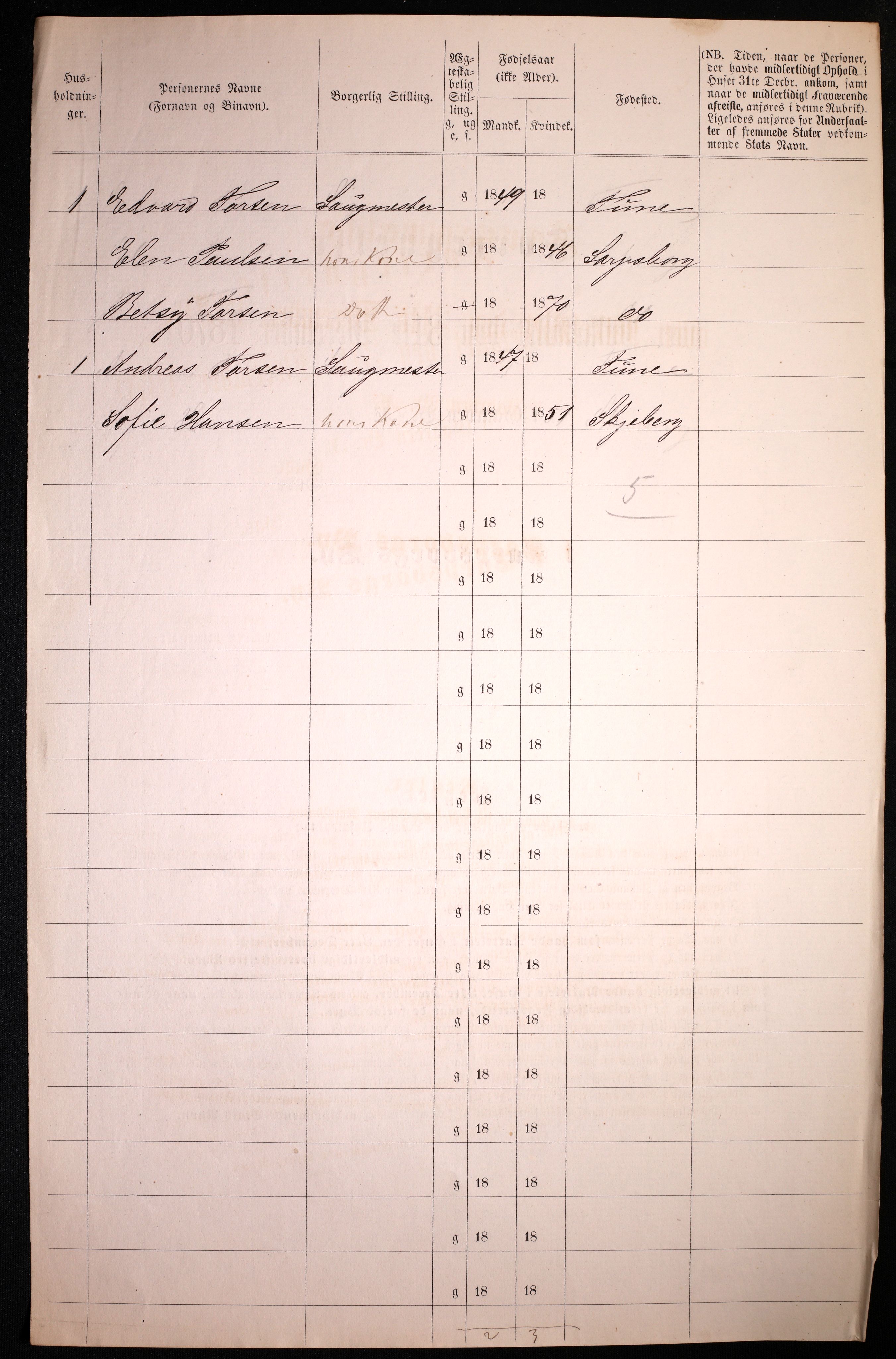 RA, 1870 census for 0102 Sarpsborg, 1870, p. 186