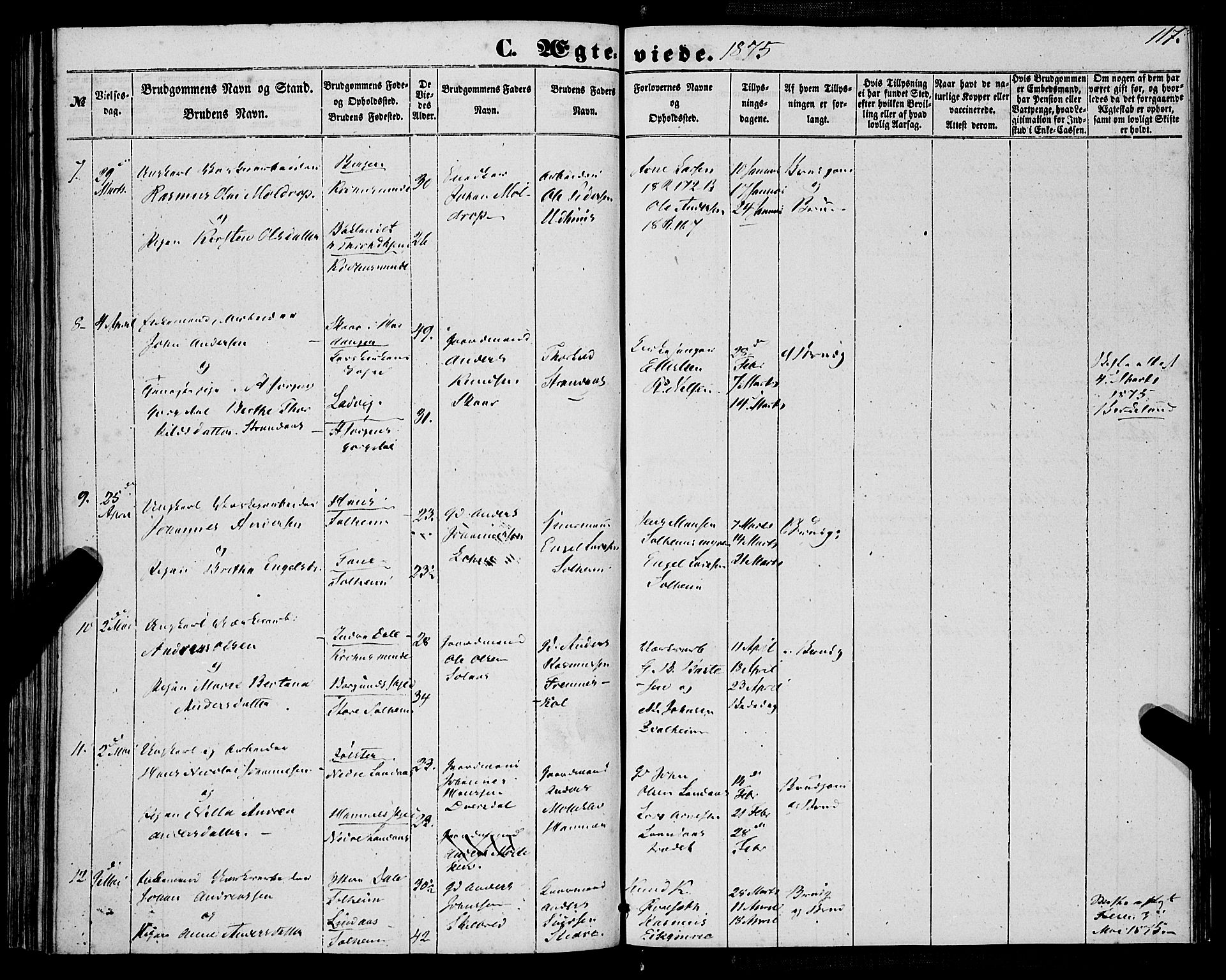 St. Jørgens hospital og Årstad sokneprestembete, AV/SAB-A-99934: Parish register (official) no. A 9, 1853-1878, p. 117