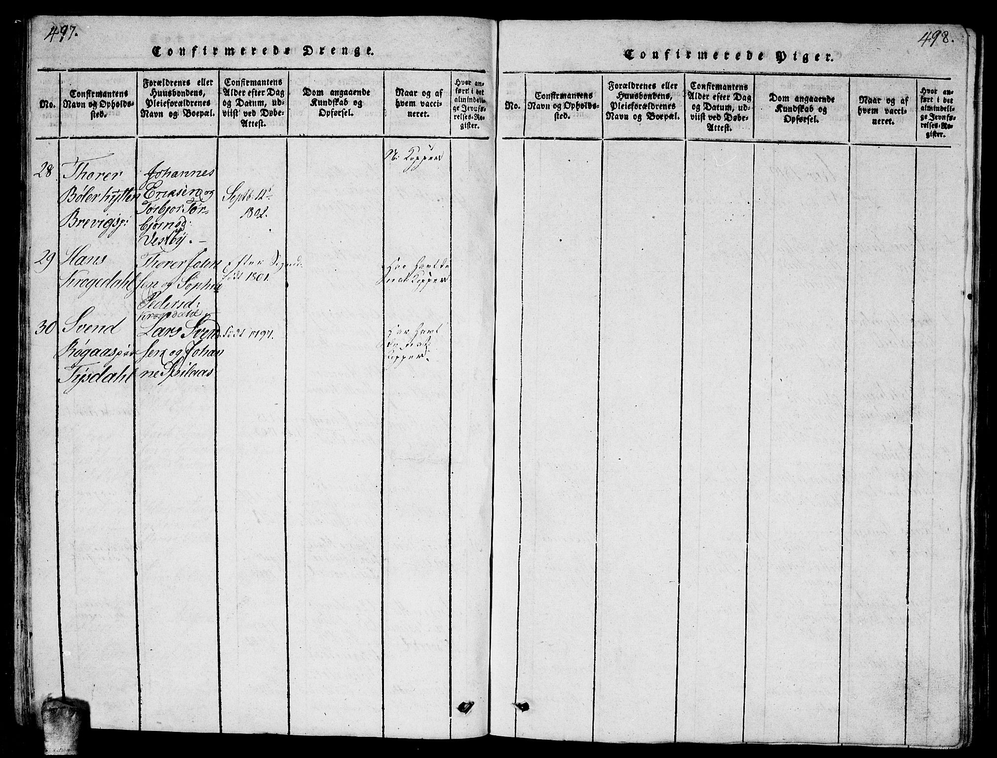 Enebakk prestekontor Kirkebøker, AV/SAO-A-10171c/G/Ga/L0001: Parish register (copy) no. I 1, 1815-1833, p. 497-498