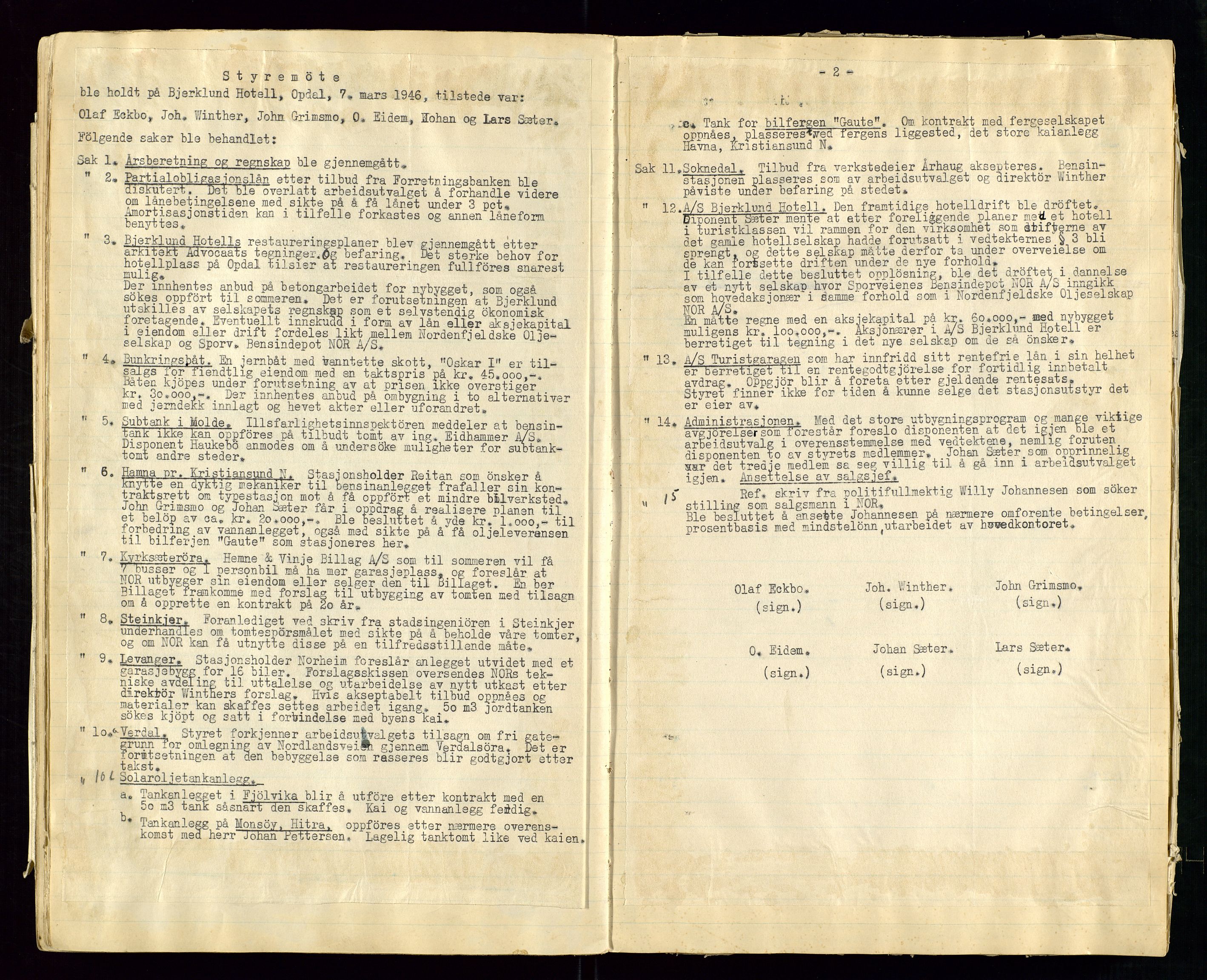 PA 1519 - Nordenfjeldske Oljeselskap, NOR A/S, AV/SAST-A-101924/A/L0001: Styreprotokoll, 1937-1962, p. 59