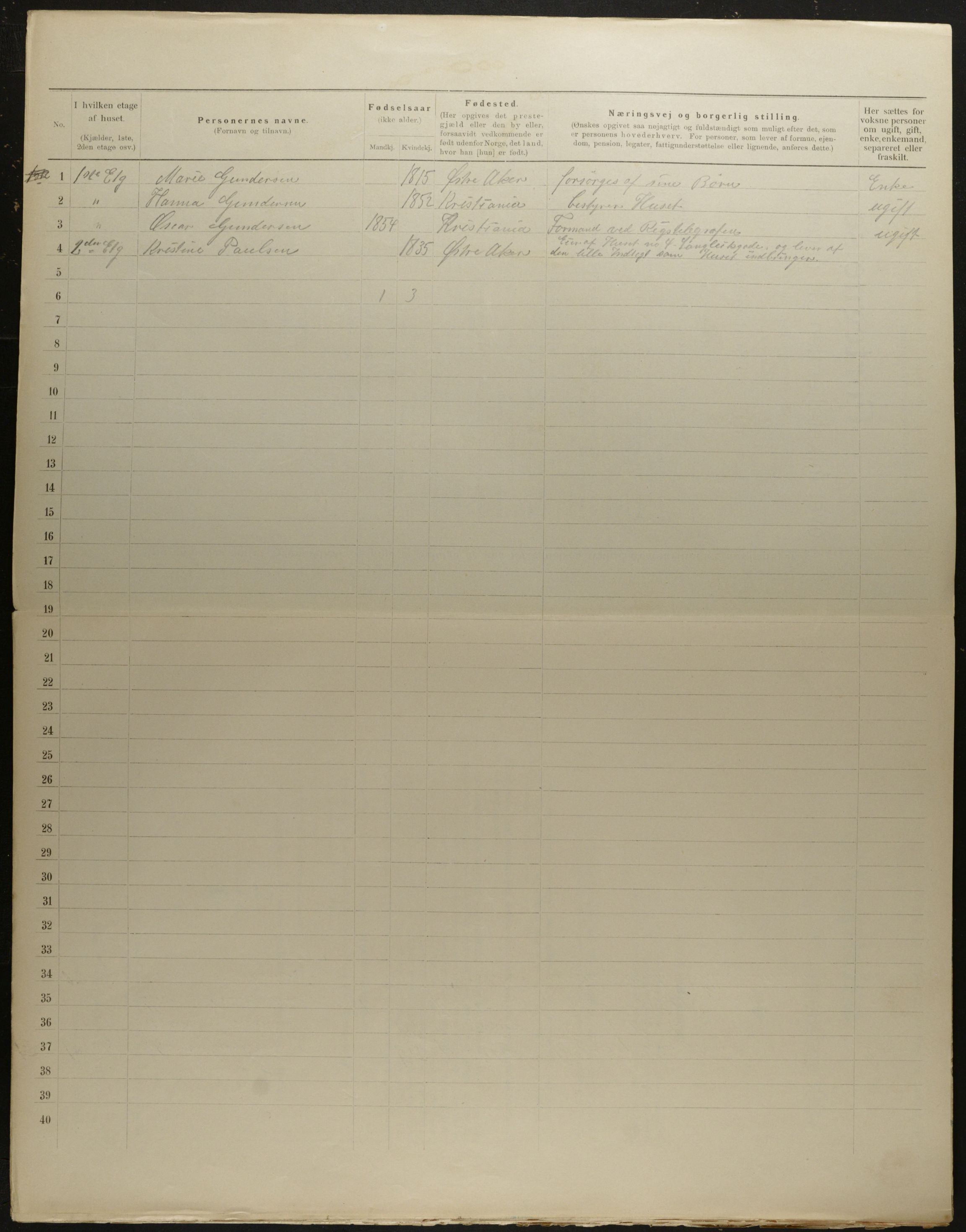 OBA, Municipal Census 1901 for Kristiania, 1901, p. 8800