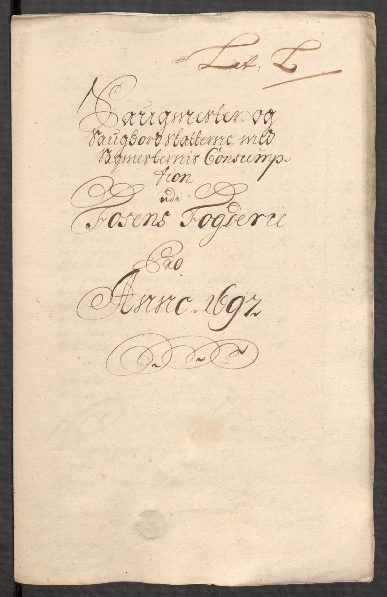 Rentekammeret inntil 1814, Reviderte regnskaper, Fogderegnskap, RA/EA-4092/R57/L3852: Fogderegnskap Fosen, 1697, p. 161