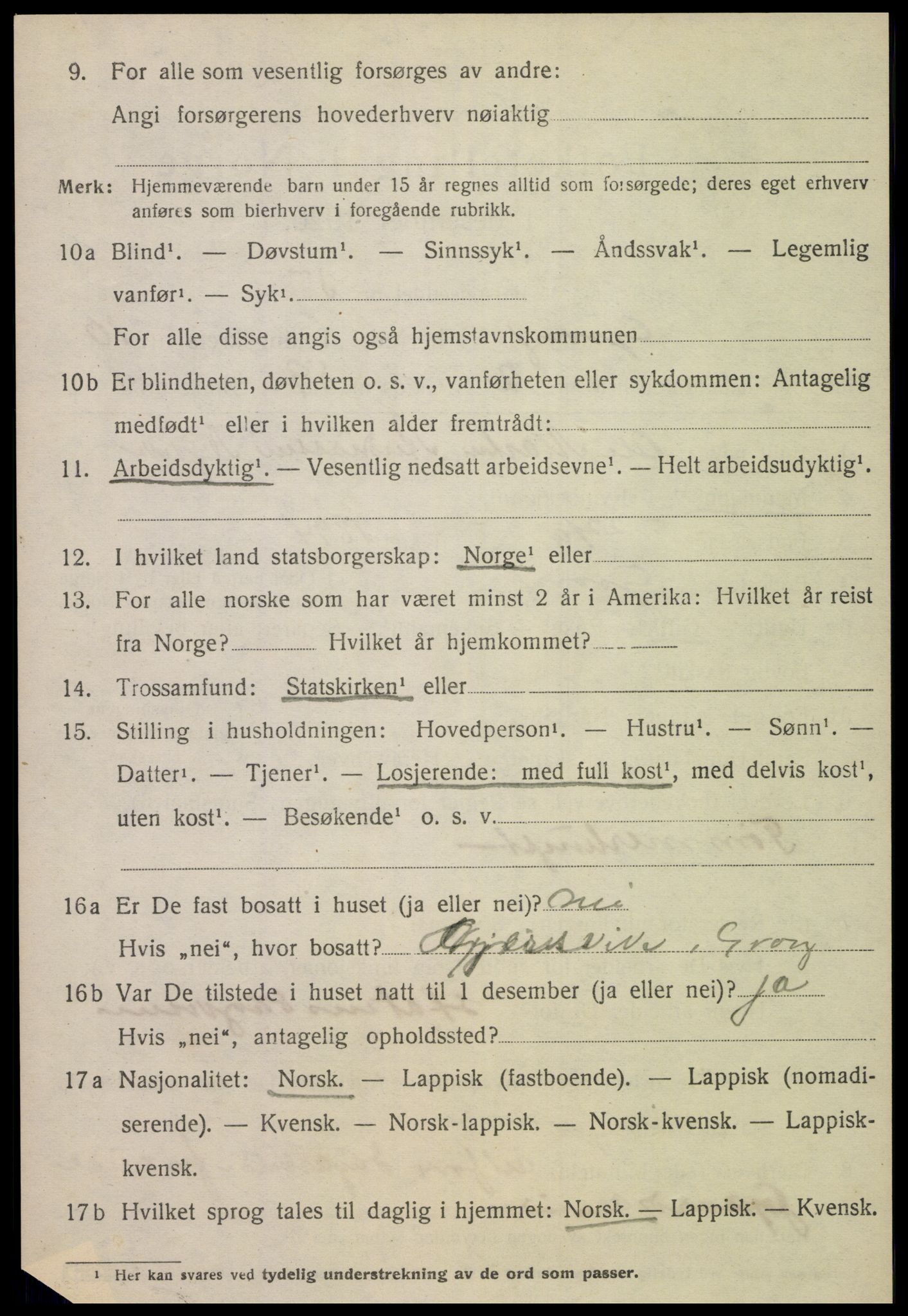 SAT, 1920 census for Grong, 1920, p. 5606