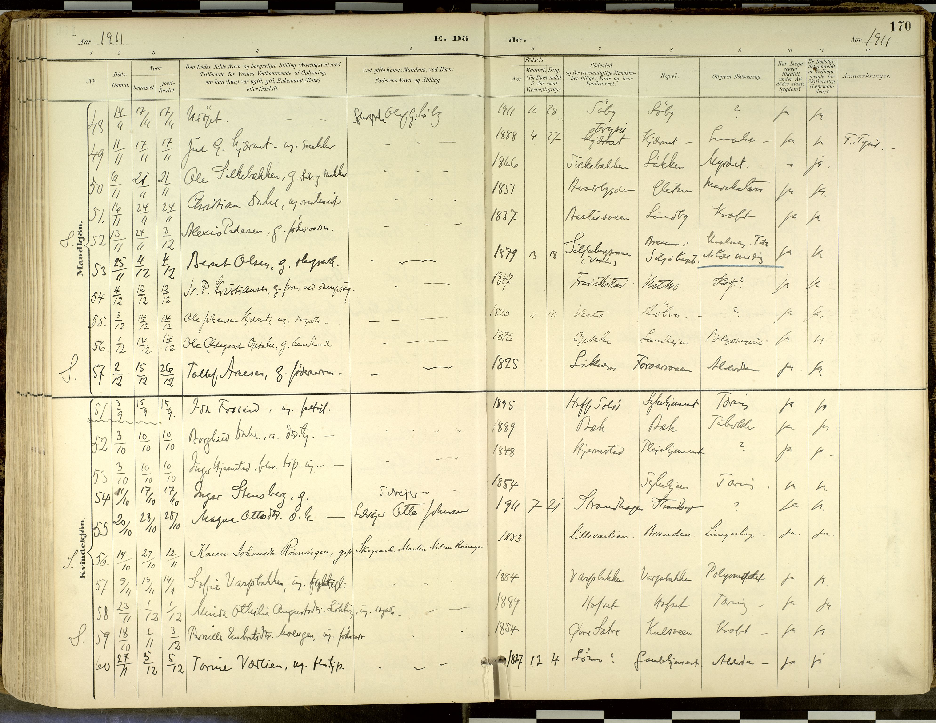 Elverum prestekontor, SAH/PREST-044/H/Ha/Haa/L0018: Parish register (official) no. 18, 1894-1914, p. 170