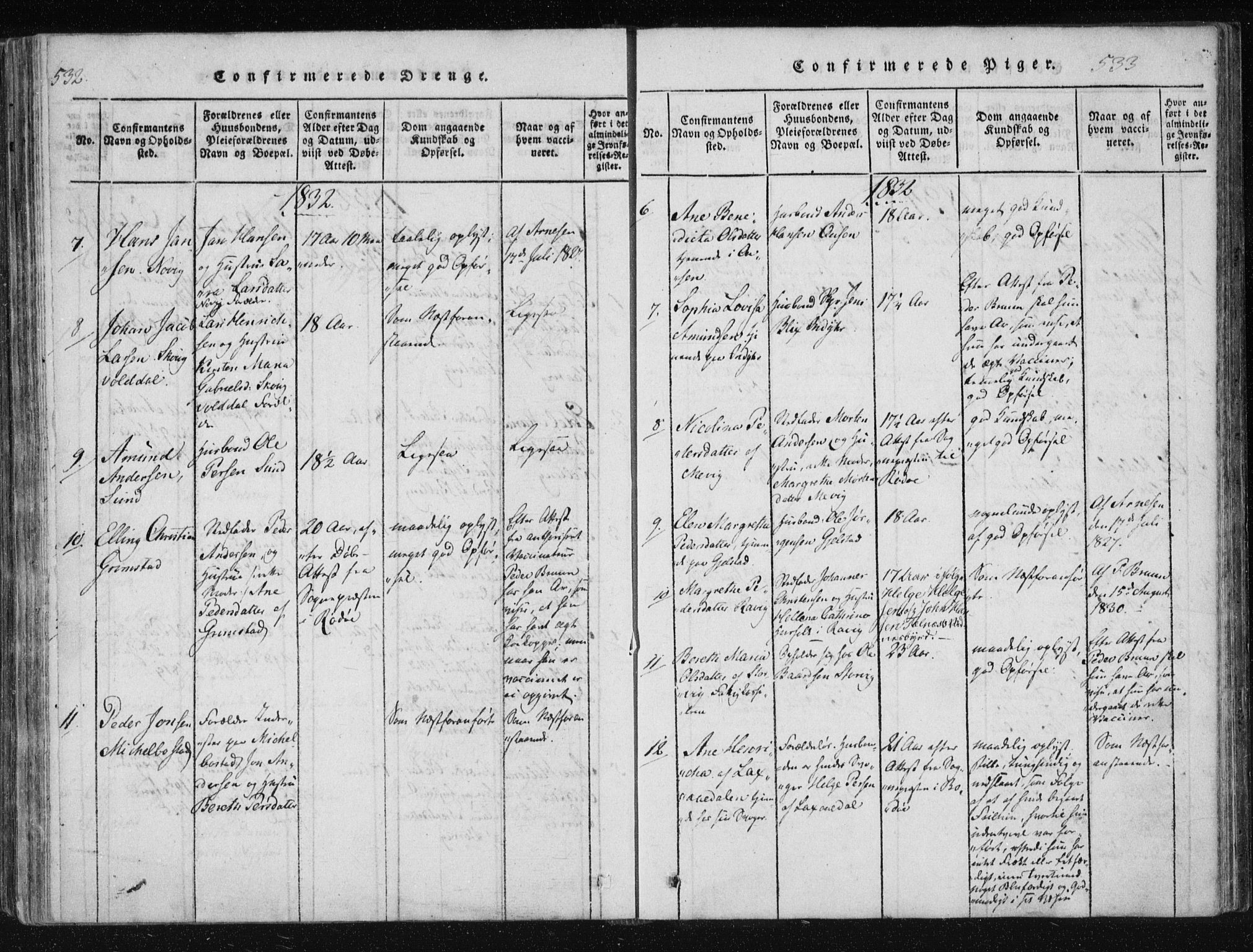 Ministerialprotokoller, klokkerbøker og fødselsregistre - Nordland, SAT/A-1459/805/L0096: Parish register (official) no. 805A03, 1820-1837, p. 532-533