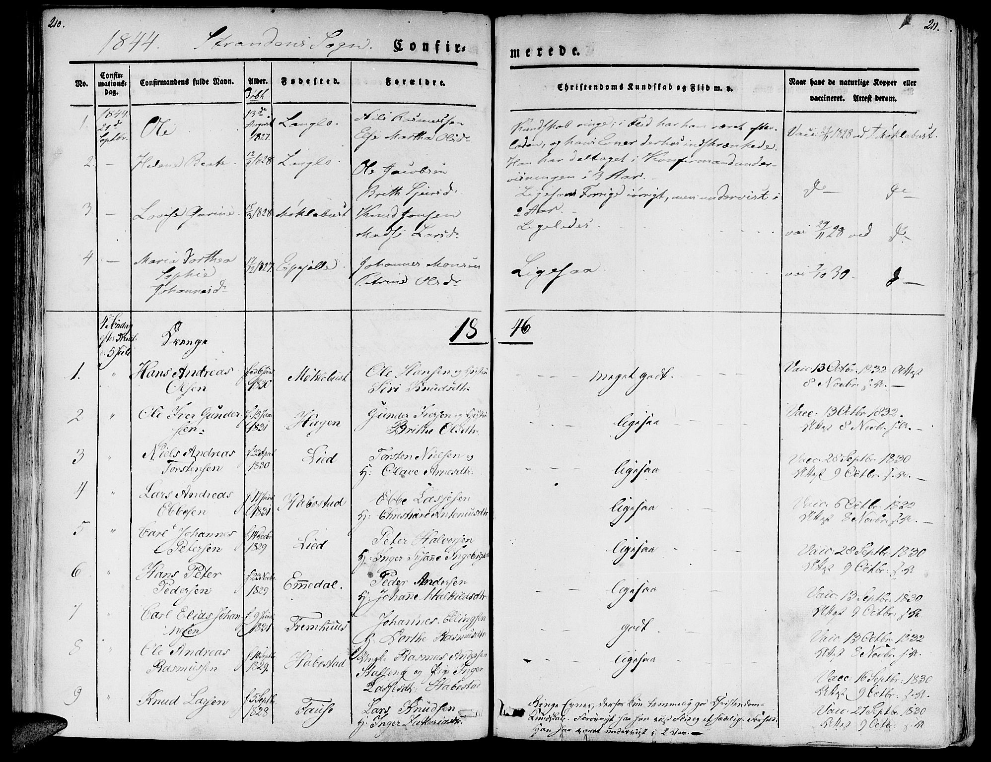 Ministerialprotokoller, klokkerbøker og fødselsregistre - Møre og Romsdal, SAT/A-1454/520/L0274: Parish register (official) no. 520A04, 1827-1864, p. 210-211