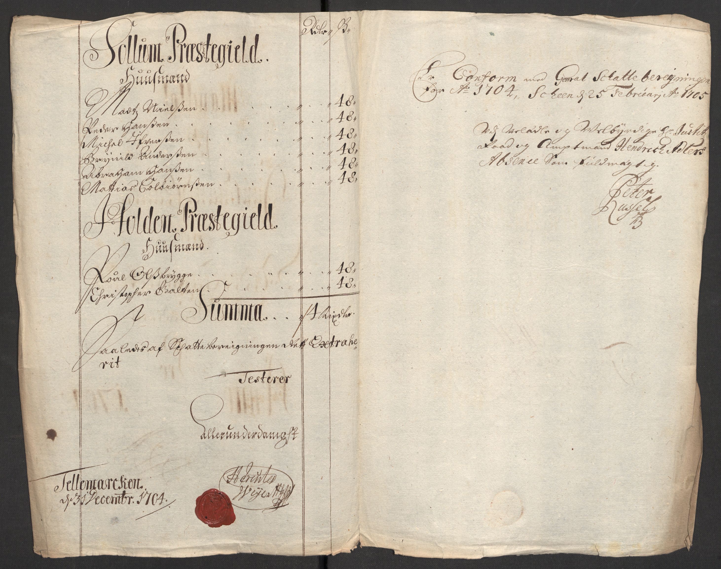 Rentekammeret inntil 1814, Reviderte regnskaper, Fogderegnskap, RA/EA-4092/R36/L2112: Fogderegnskap Øvre og Nedre Telemark og Bamble, 1704, p. 4