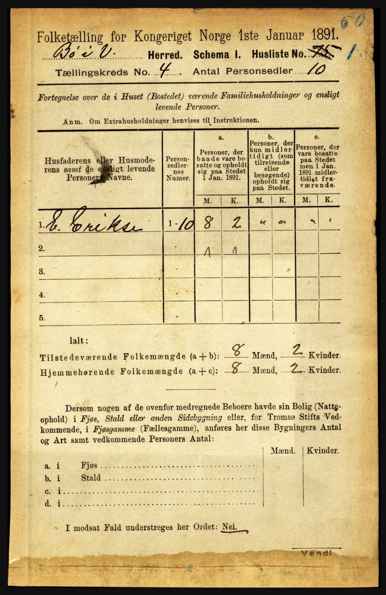 RA, 1891 census for 1867 Bø, 1891, p. 1318