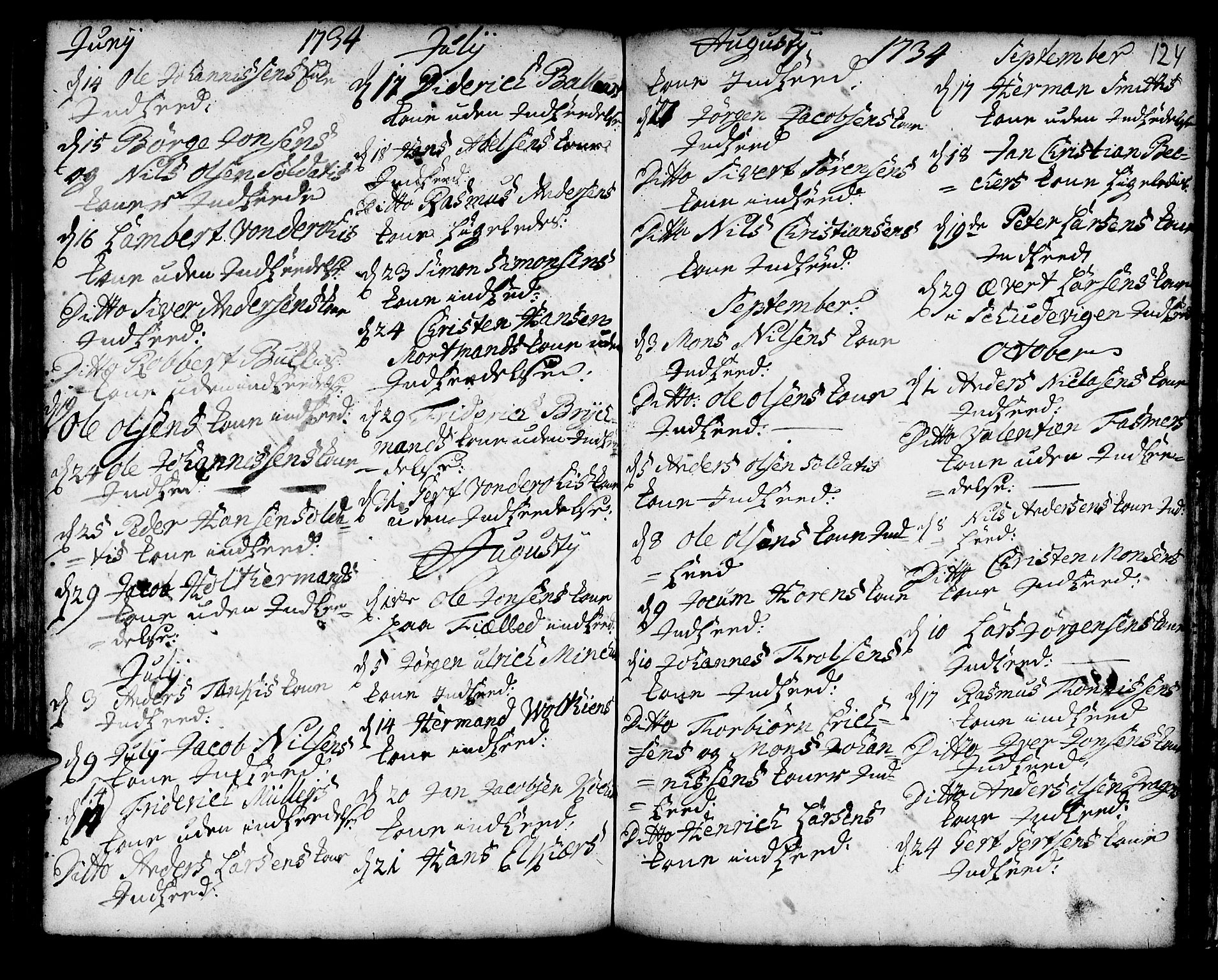 Korskirken sokneprestembete, AV/SAB-A-76101/H/Haa/L0008: Parish register (official) no. A 8, 1698-1747, p. 124