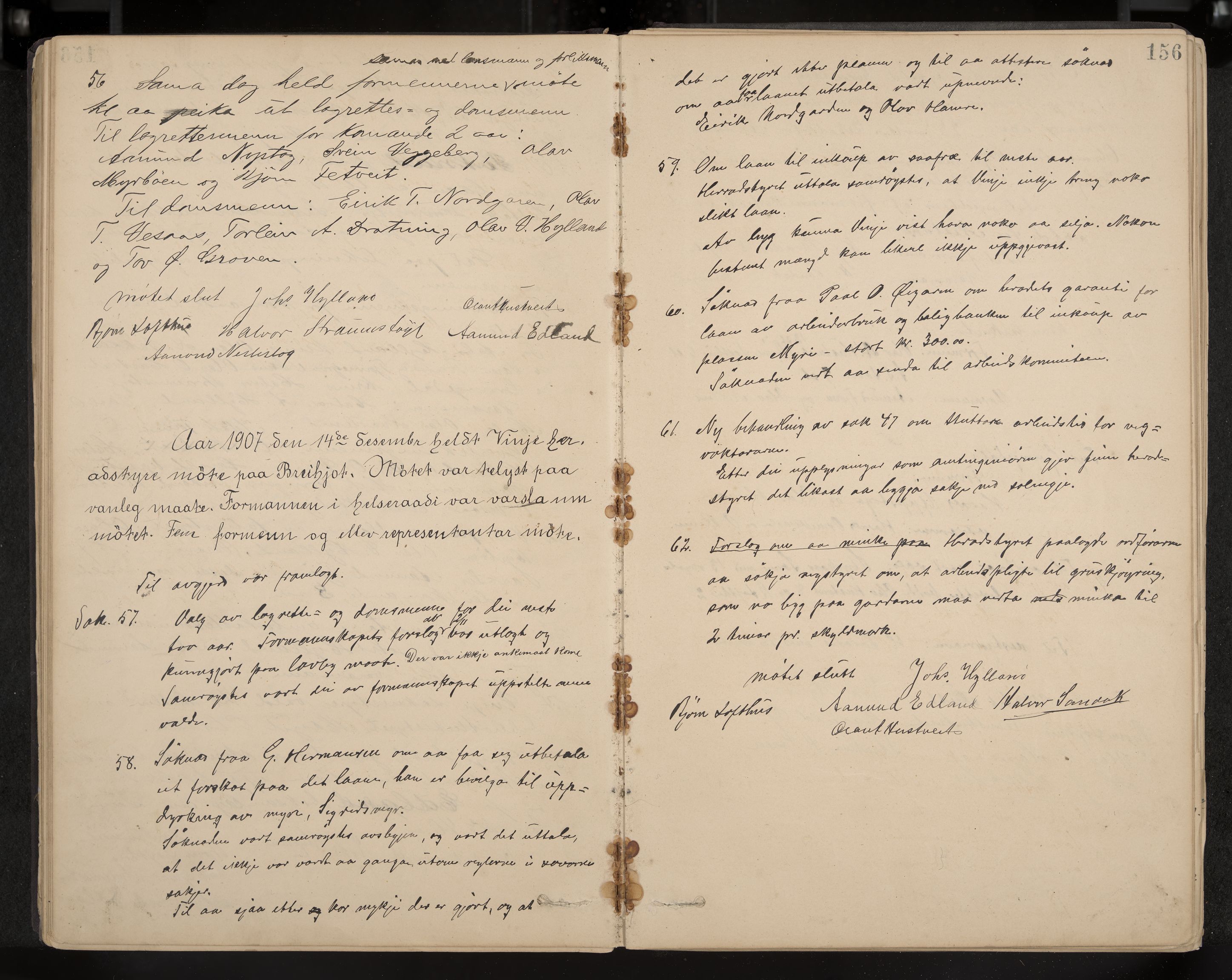 Vinje formannskap og sentraladministrasjon, IKAK/0834021-1/A/L0002: Møtebok, 1889-1913, p. 156