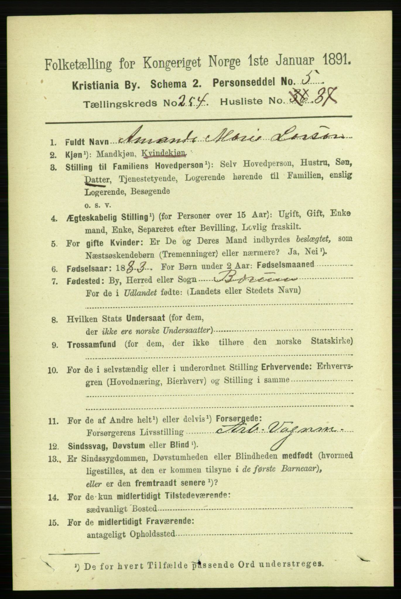 RA, 1891 census for 0301 Kristiania, 1891, p. 154964