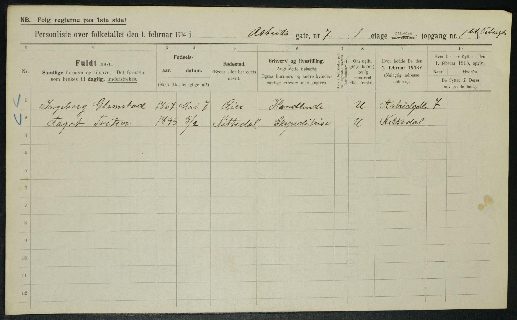 OBA, Municipal Census 1914 for Kristiania, 1914, p. 17387