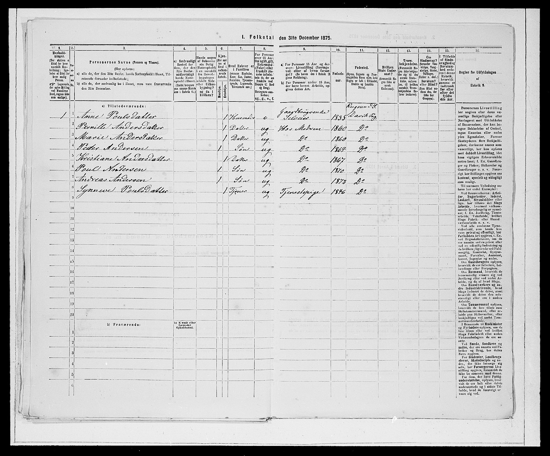 SAB, 1875 Census for 1442P Davik, 1875, p. 292