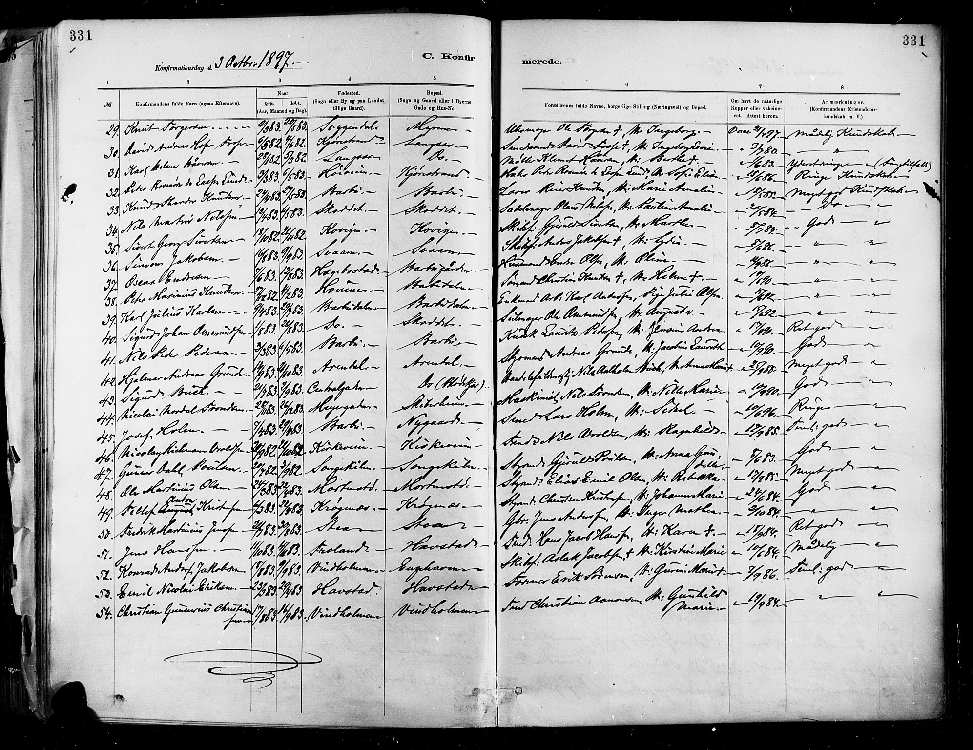 Barbu sokneprestkontor, AV/SAK-1111-0003/F/Fa/L0002: Parish register (official) no. A 2, 1883-1898, p. 331